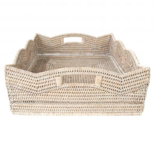 Artifacts Rattan Scallop Collection Rectangular Basket