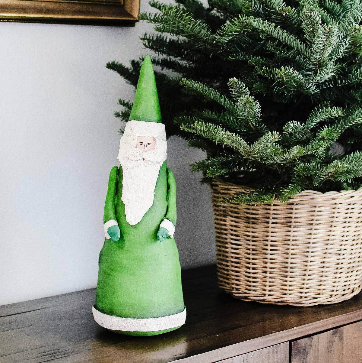 18" Canvas Cone Santa (Green)