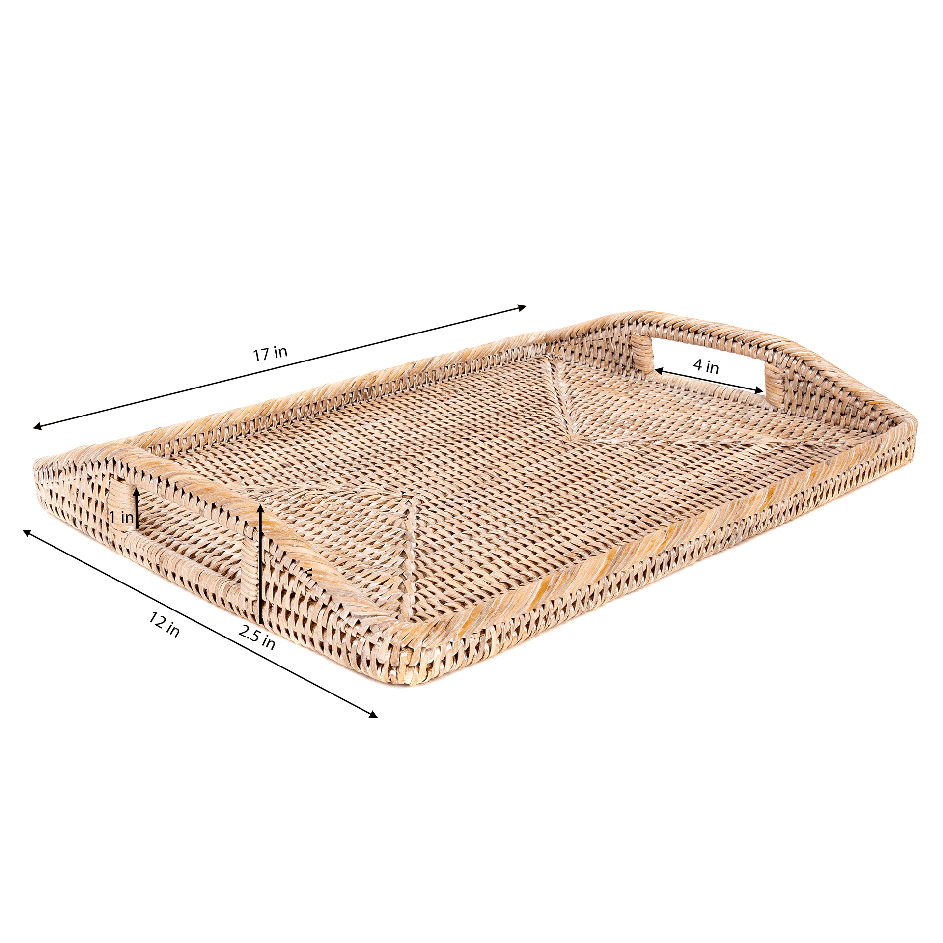 Rattan Rectangular Serving Tray with Glass Insert