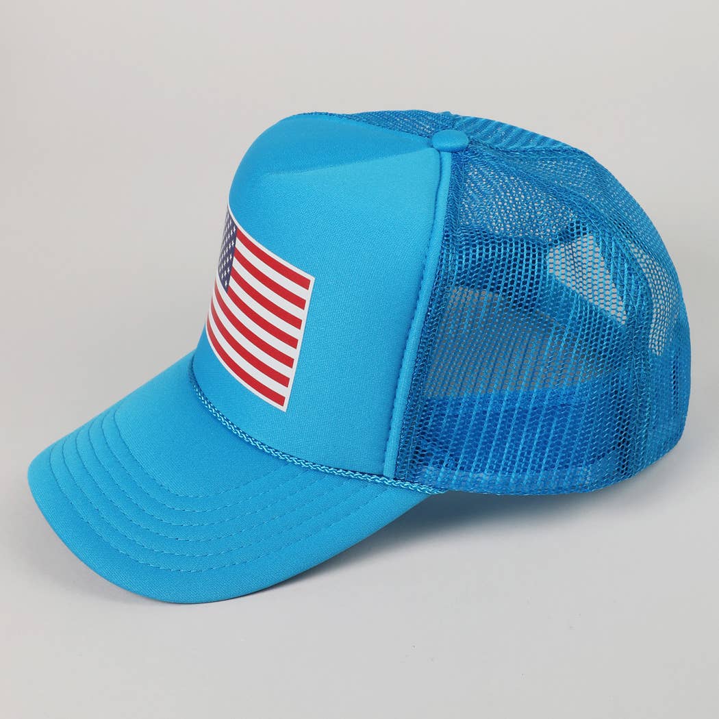 USA Flag Foam Trucker Hat- Blue