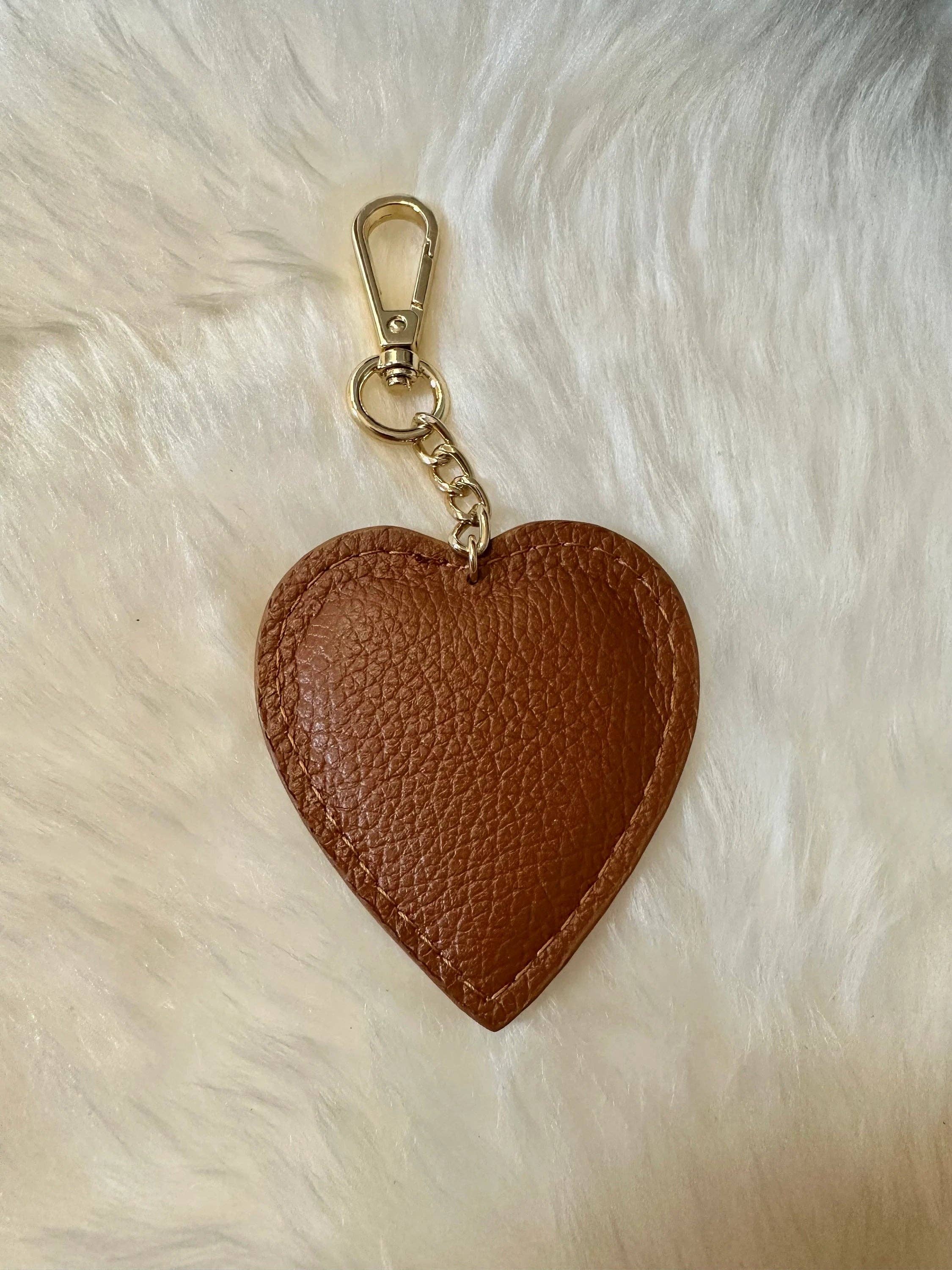 Genuine leather heart keychain