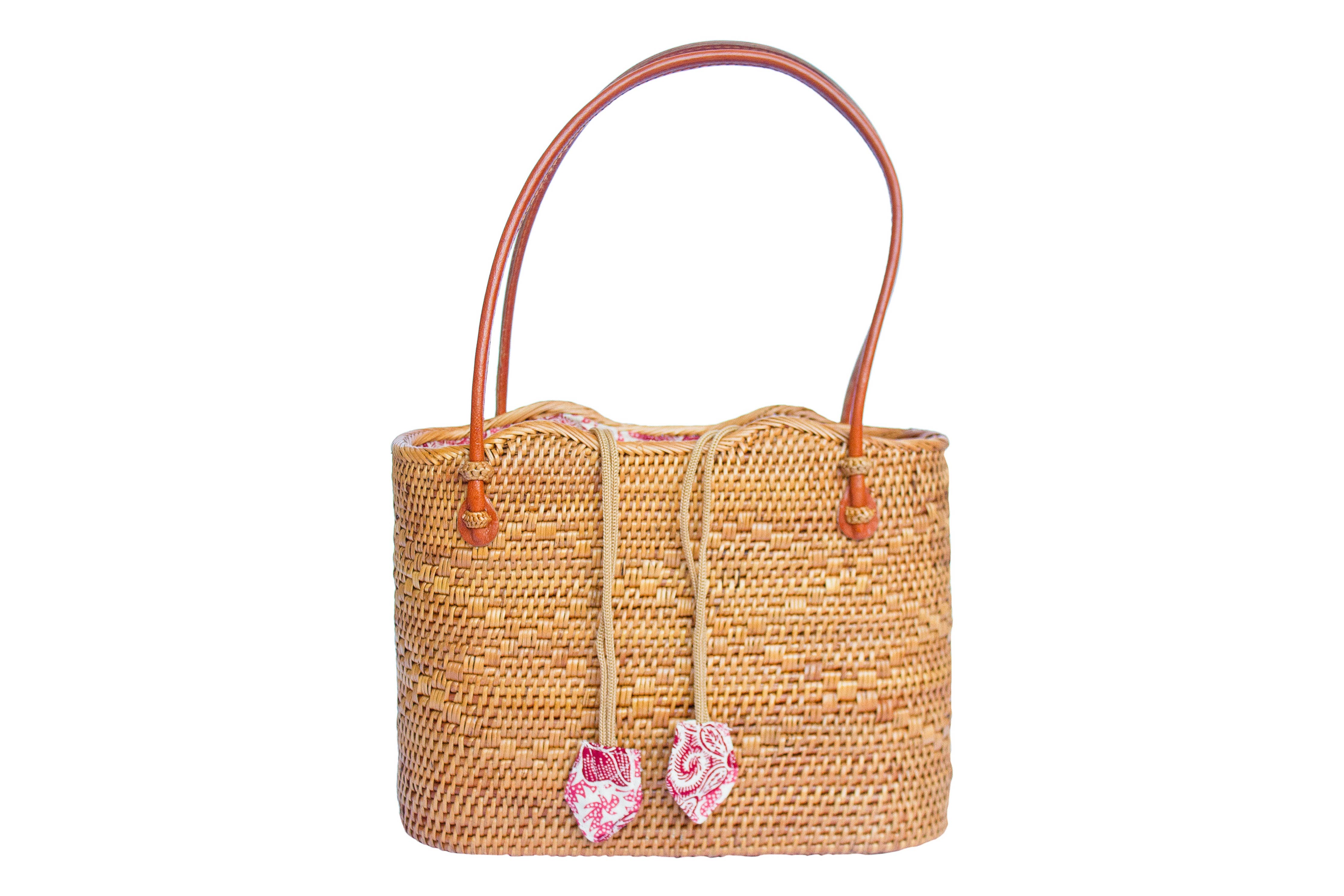 Rattan Shoulder Basket Tote Bag
