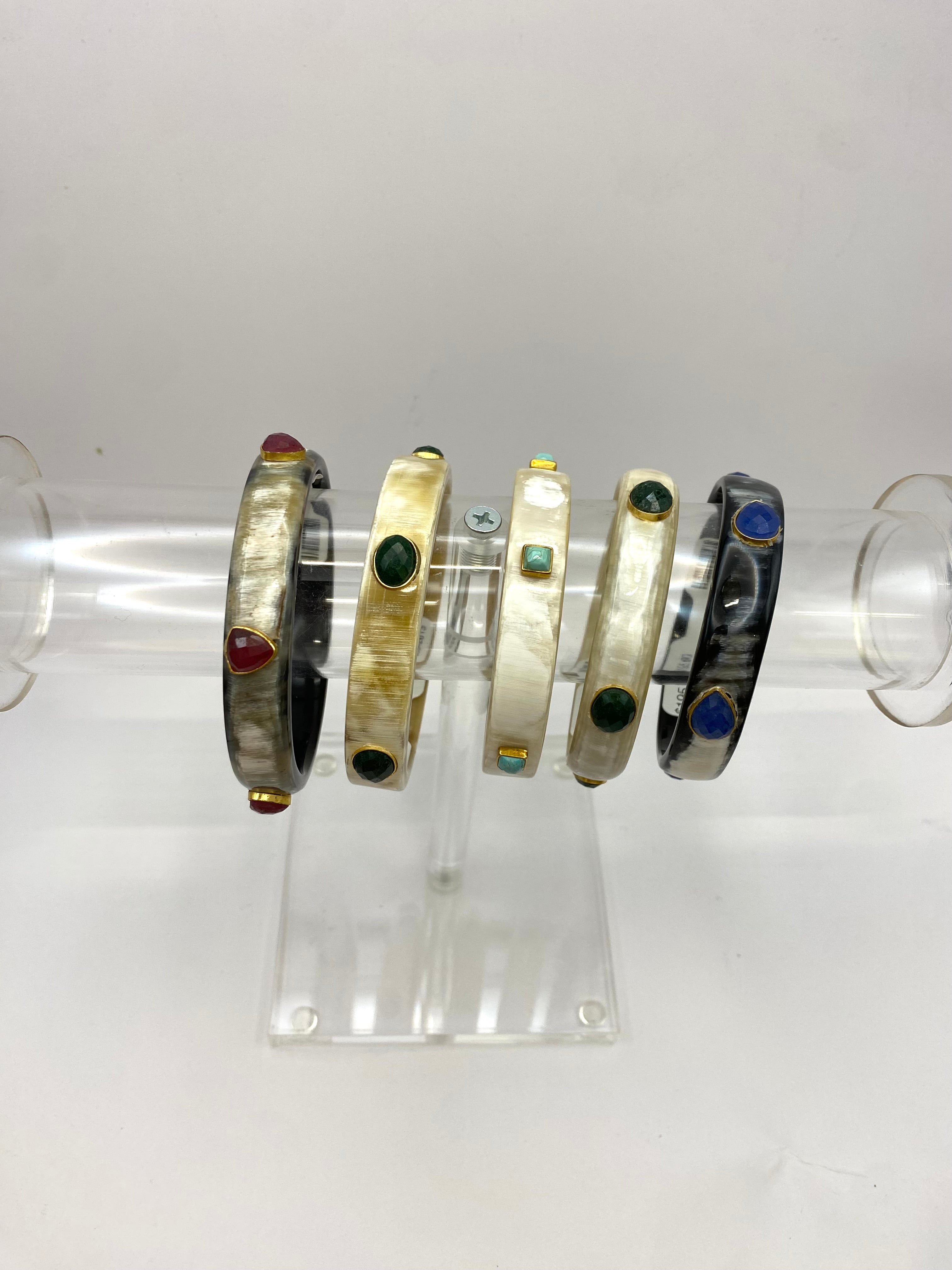 Horn Bangle with Multiple Stones