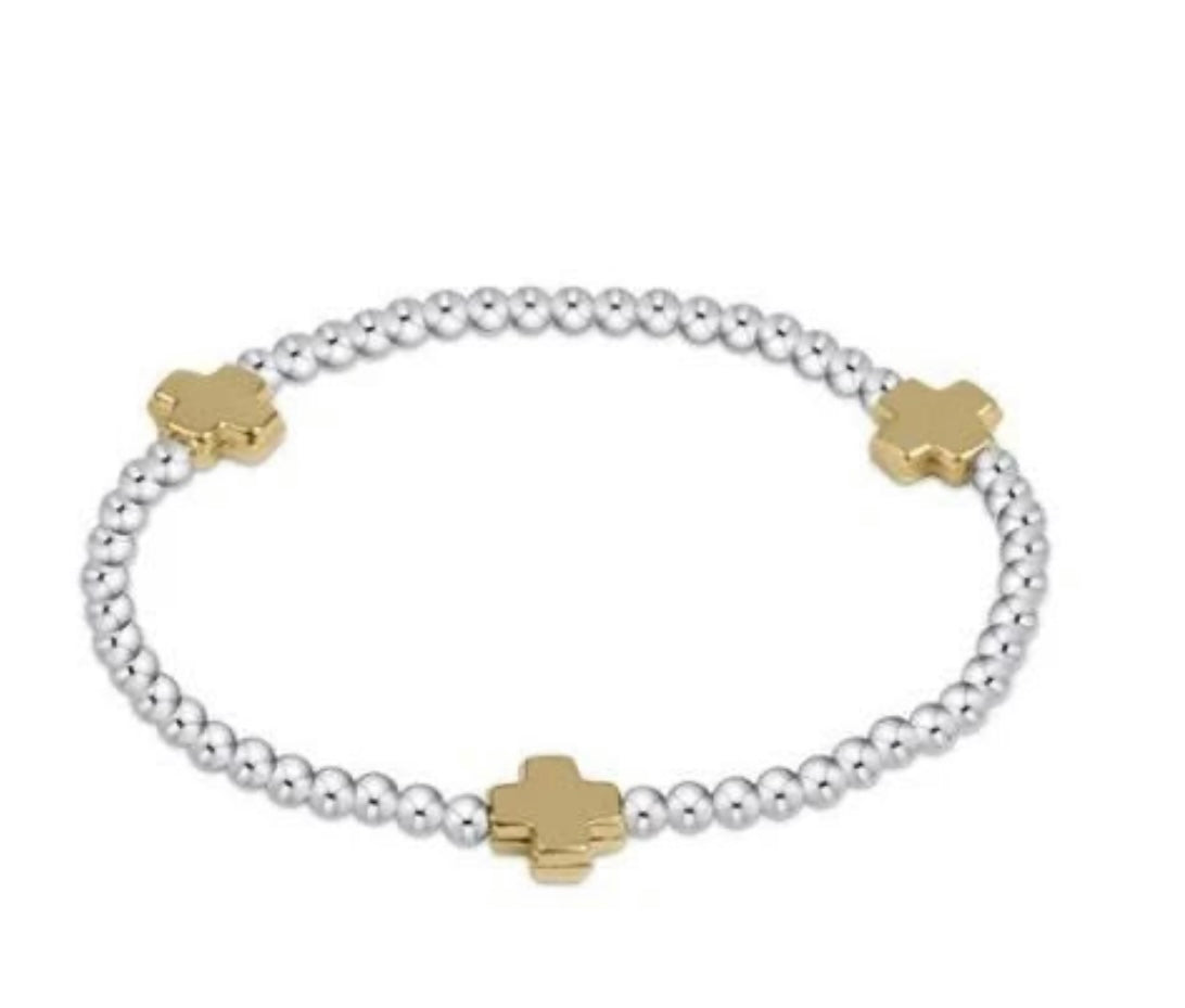 Signature Cross Gold Pattern 2mm Bracelet