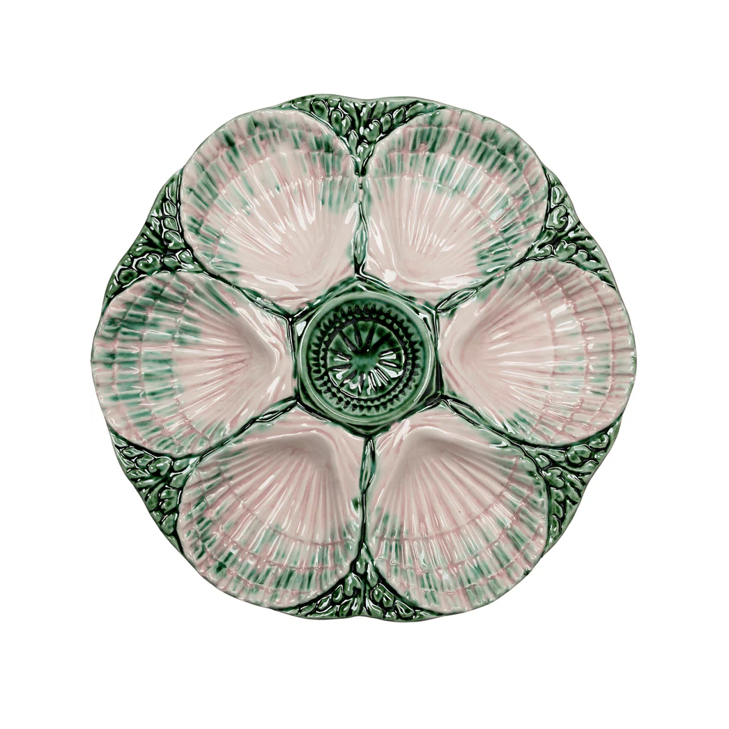 NOLA Oyster Plate, Pink & Green