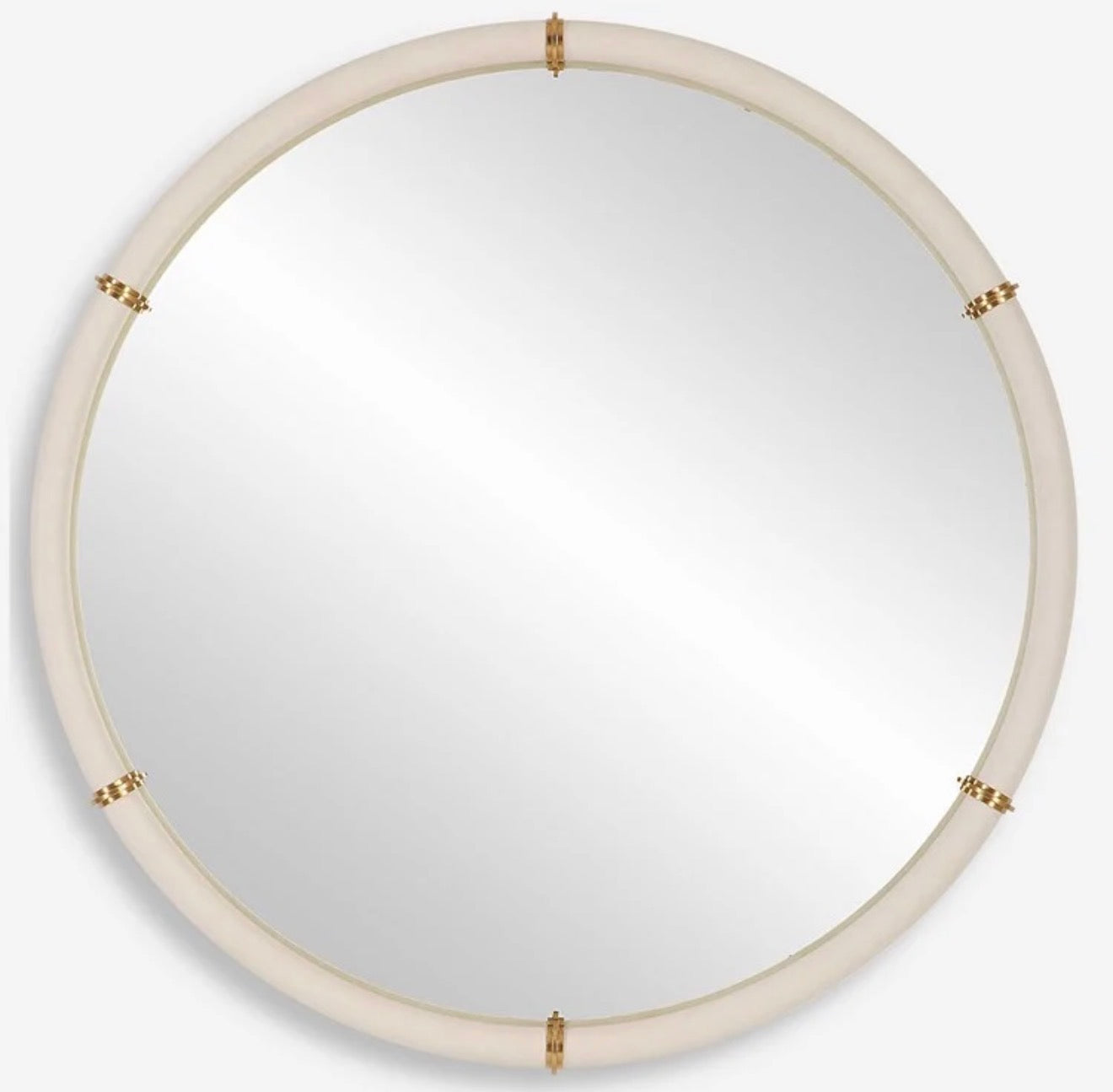 White Shagreen Leather Mirror