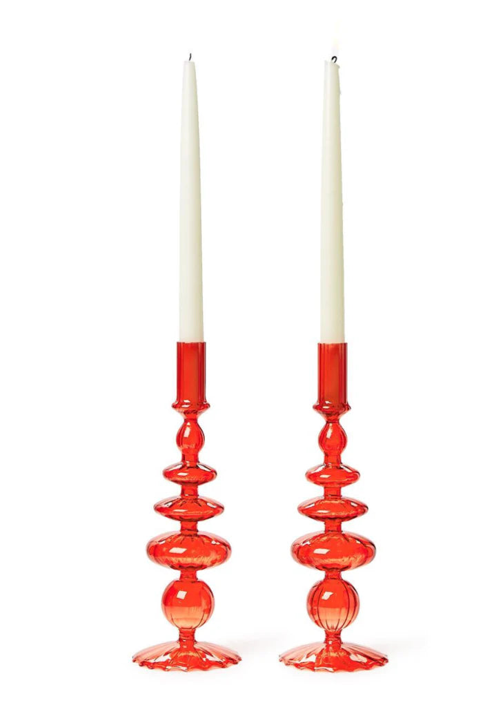 Glass Candlesticks Set of 2