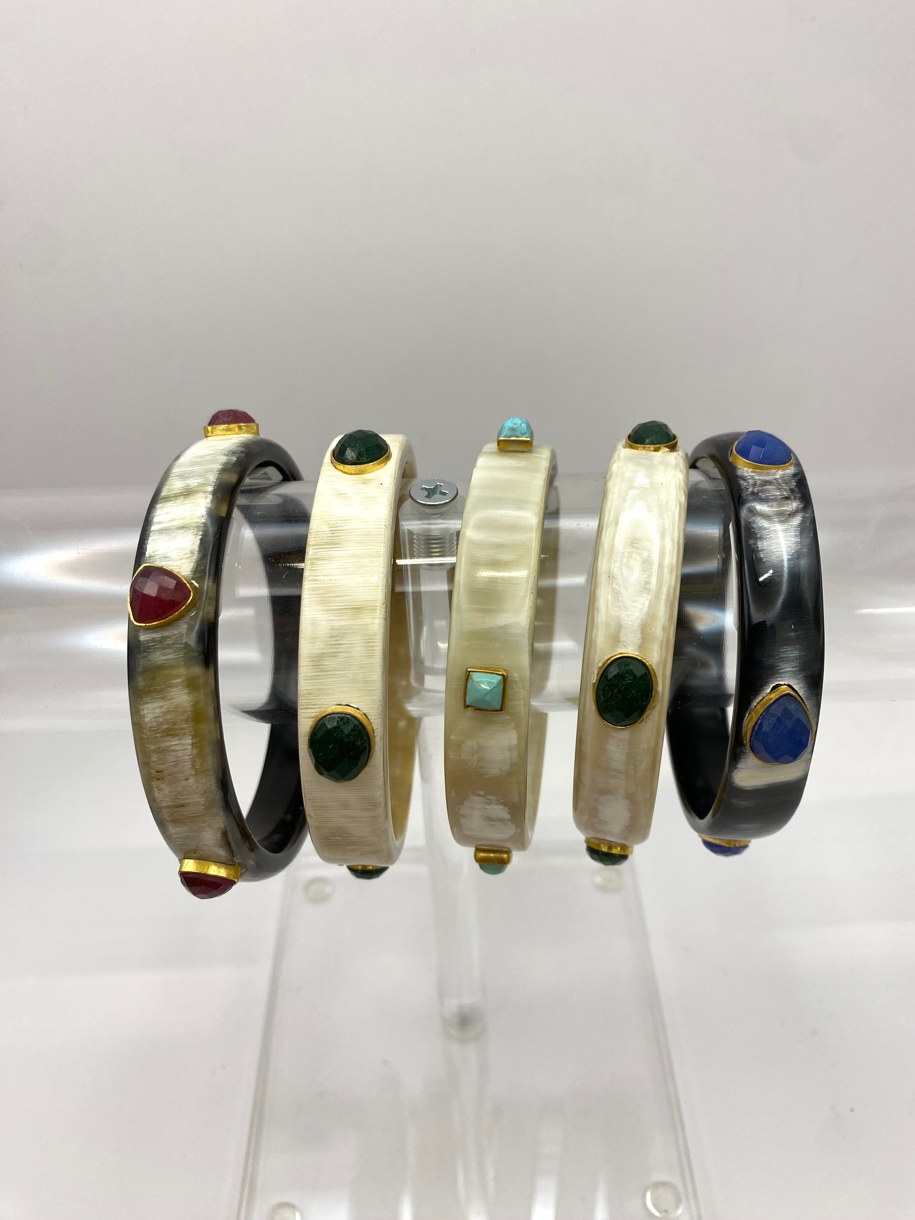 Horn Bangle with Multiple Stones