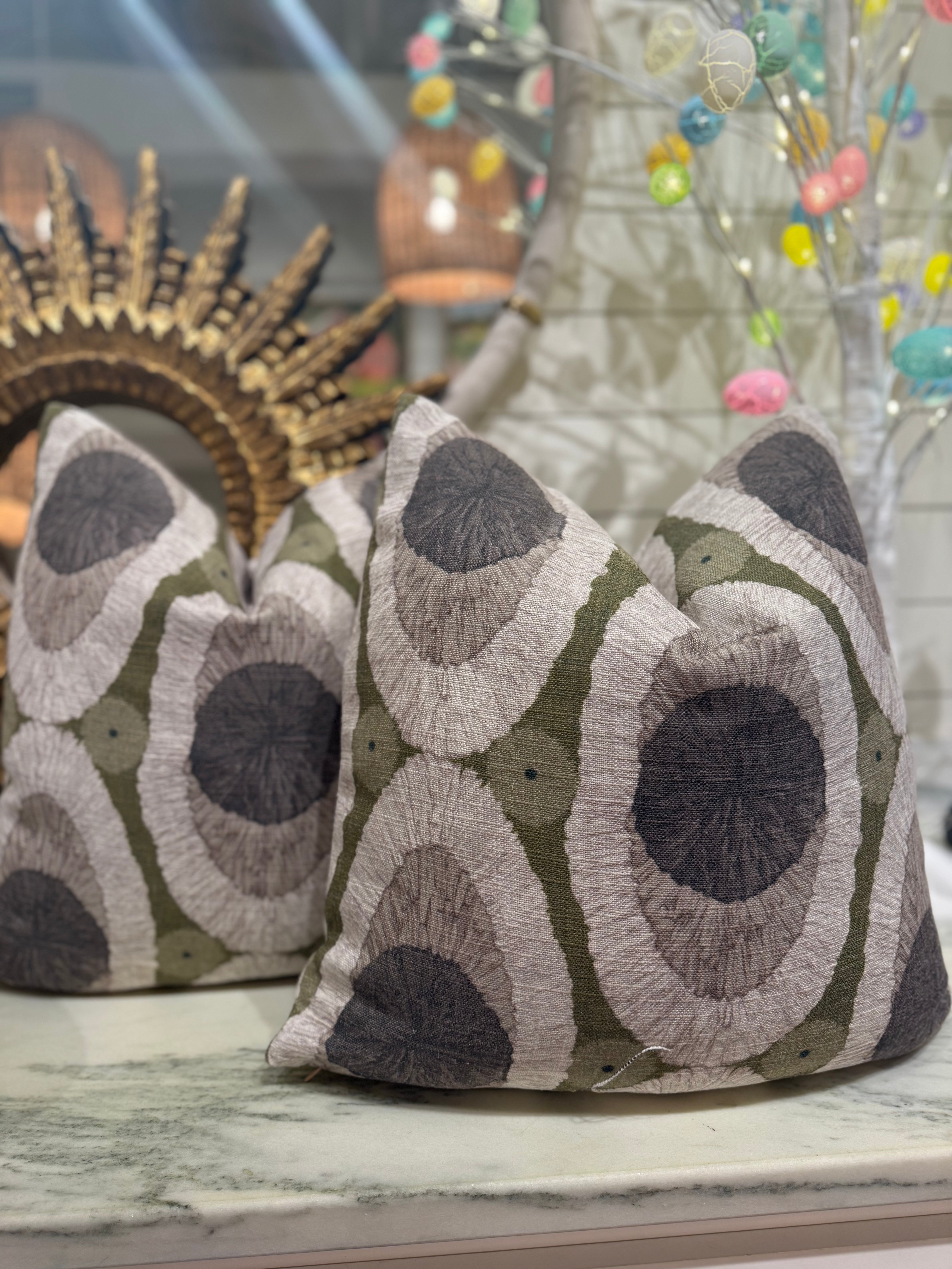 Green and Brown dot pillow