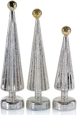 LED Tree with Globe Finial - Silver w/ Gold
