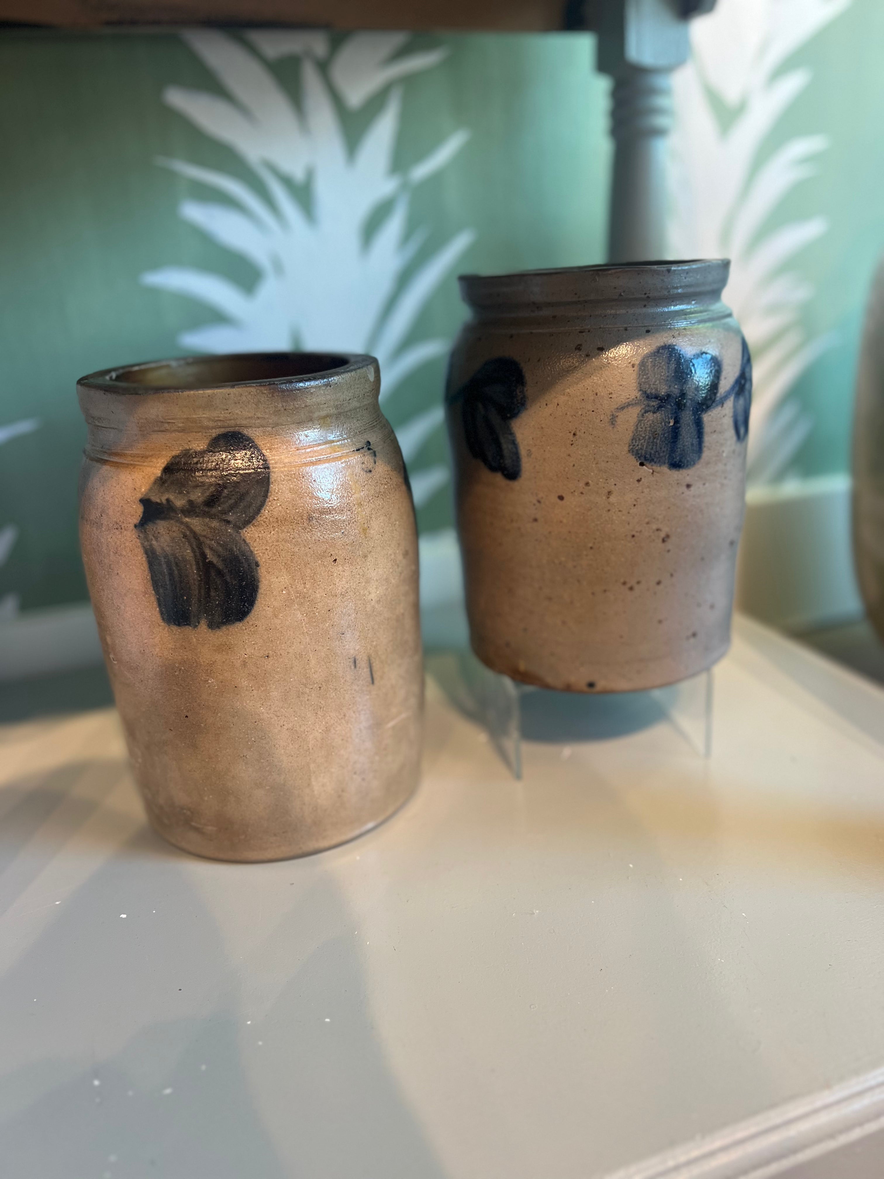 Antique Cobalt Blue Stoneware Jar