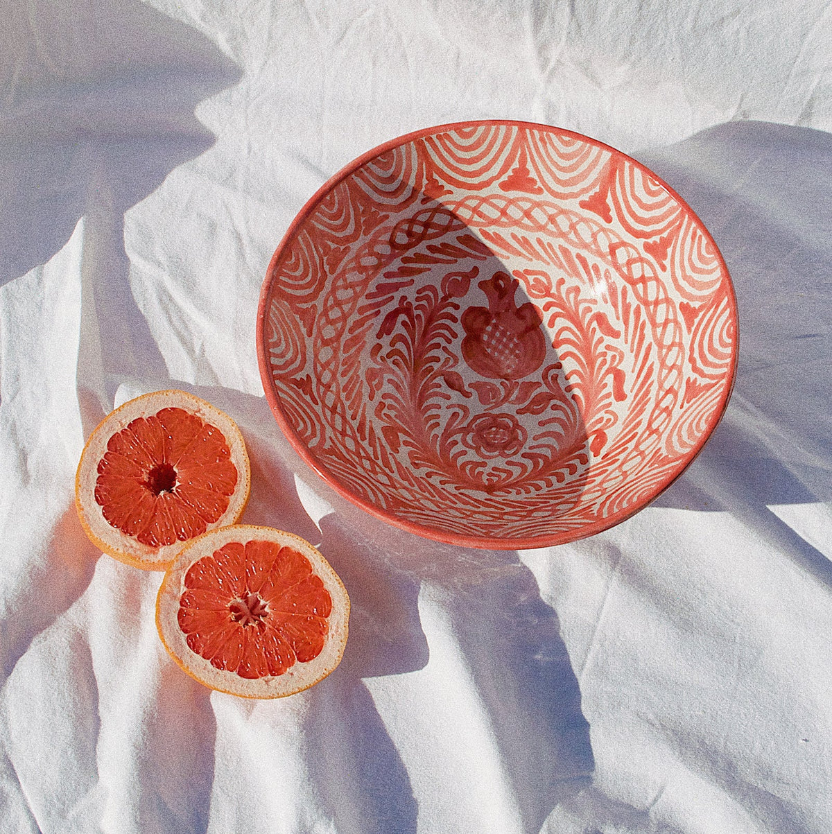 Large bowl with hand painted designs