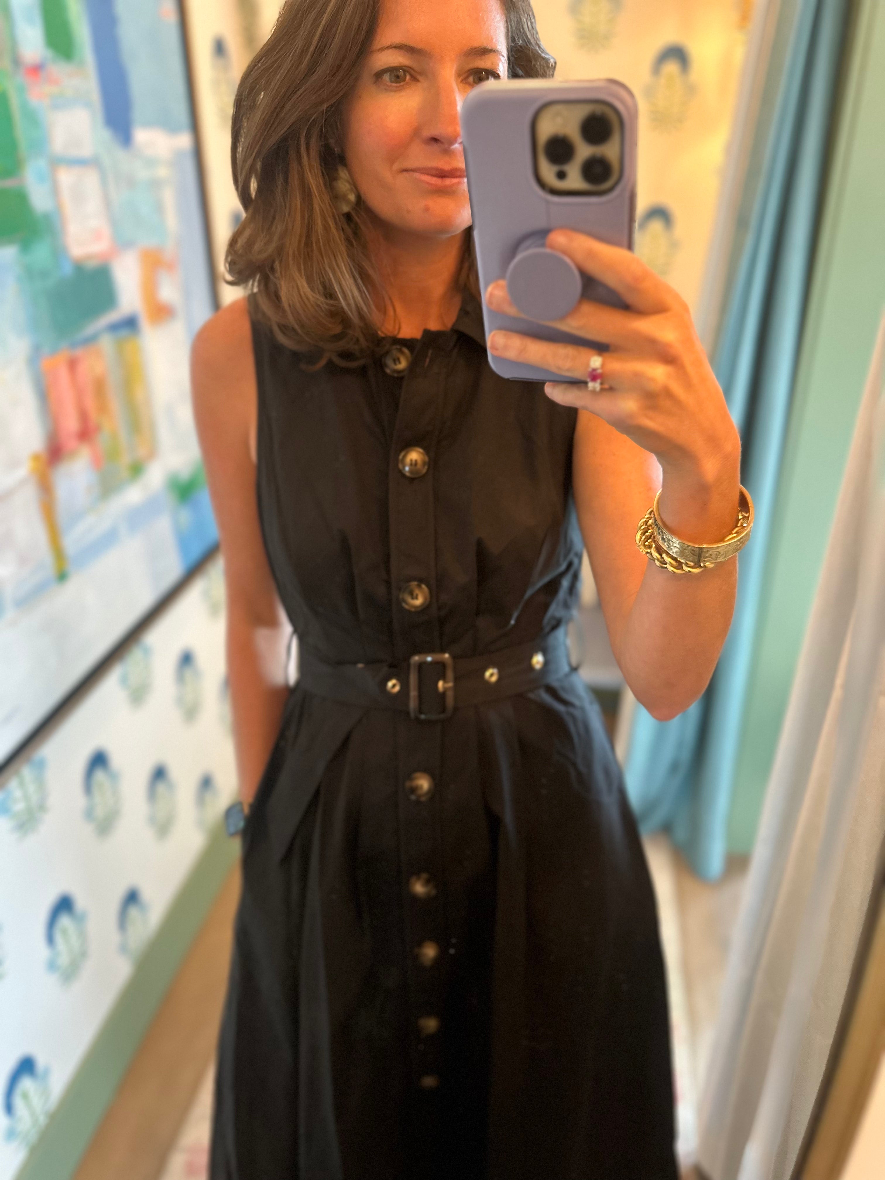 Black Sleeveless Pleated Midi Dress