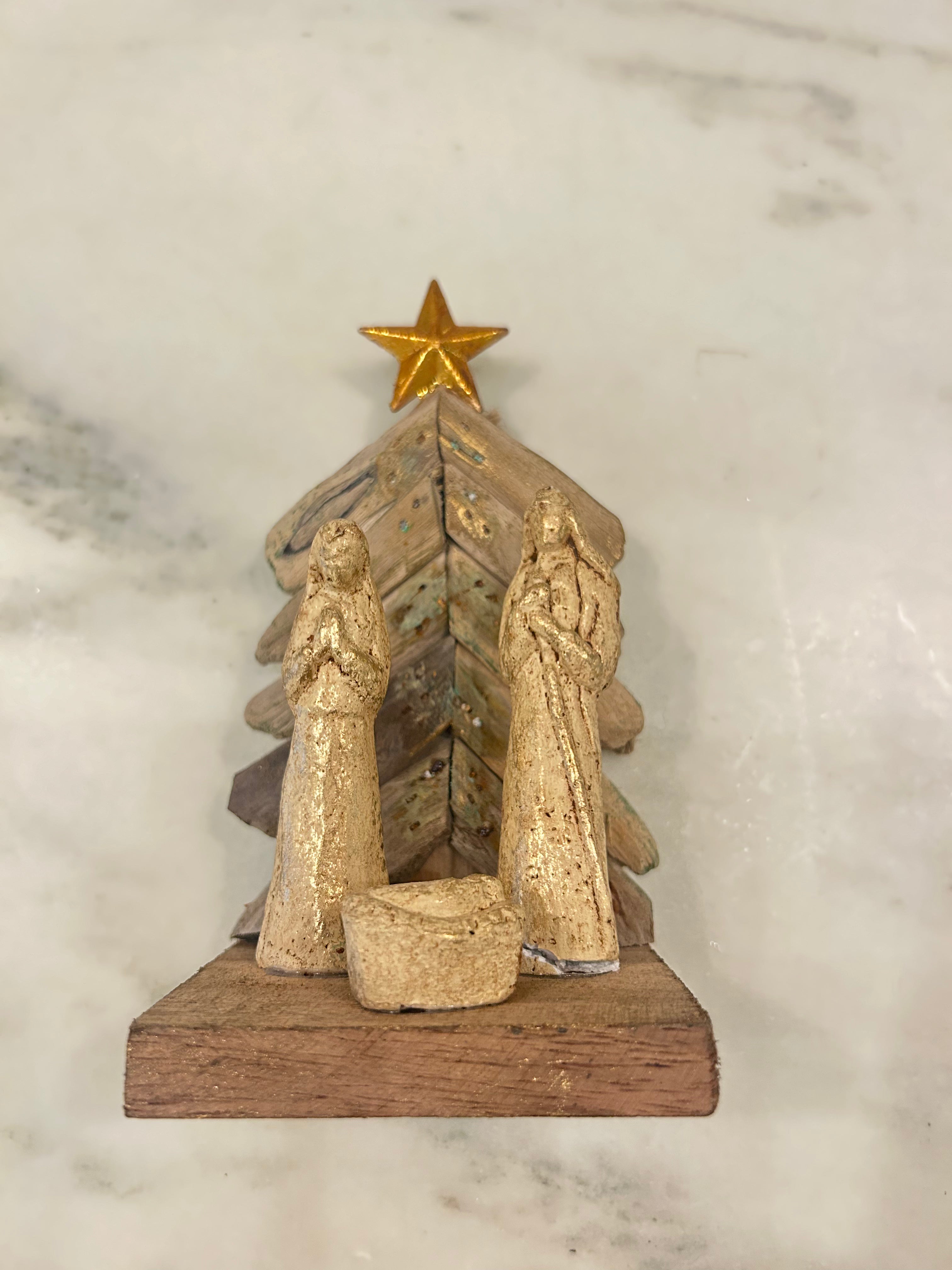 6.5" Driftwood Nativity w/ Tree