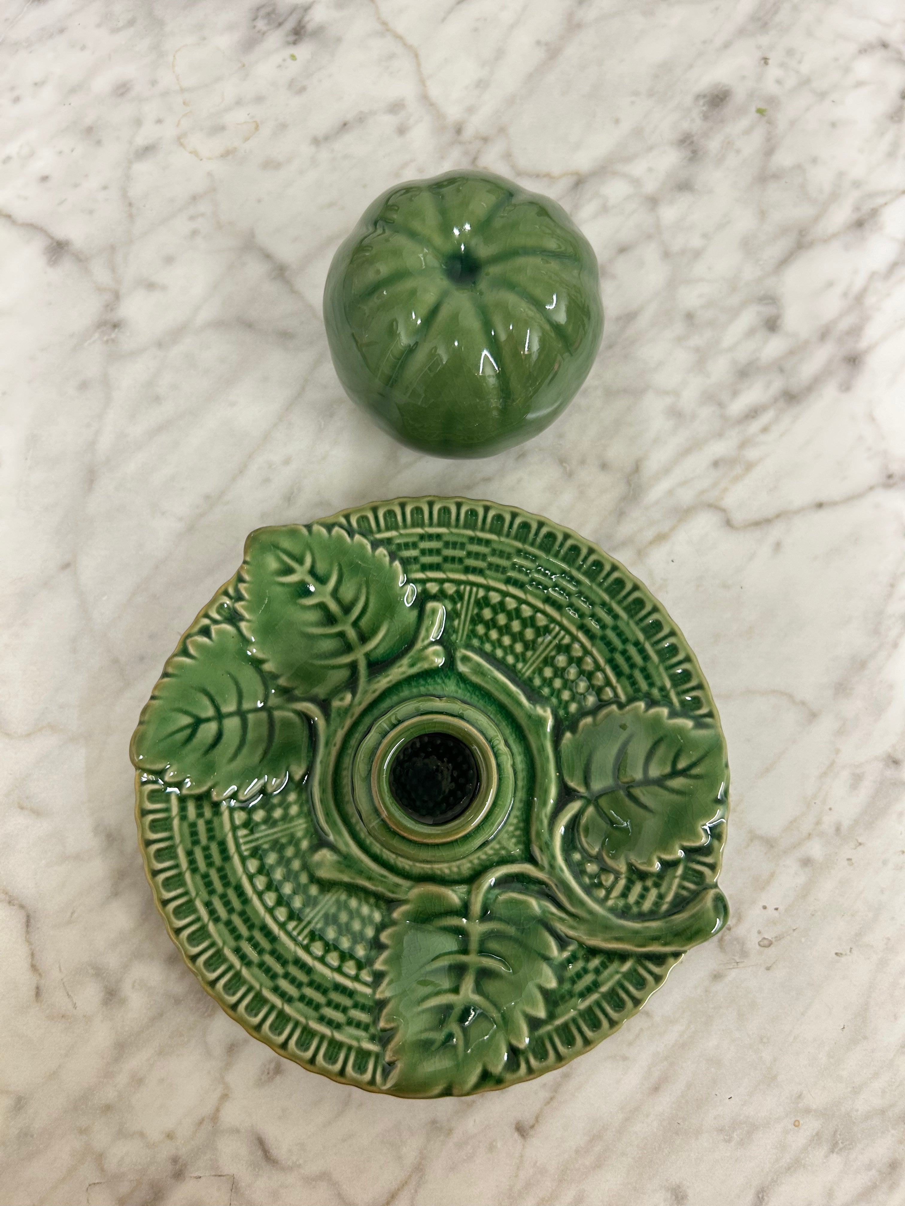 Green Toothpick Holder with Tomato