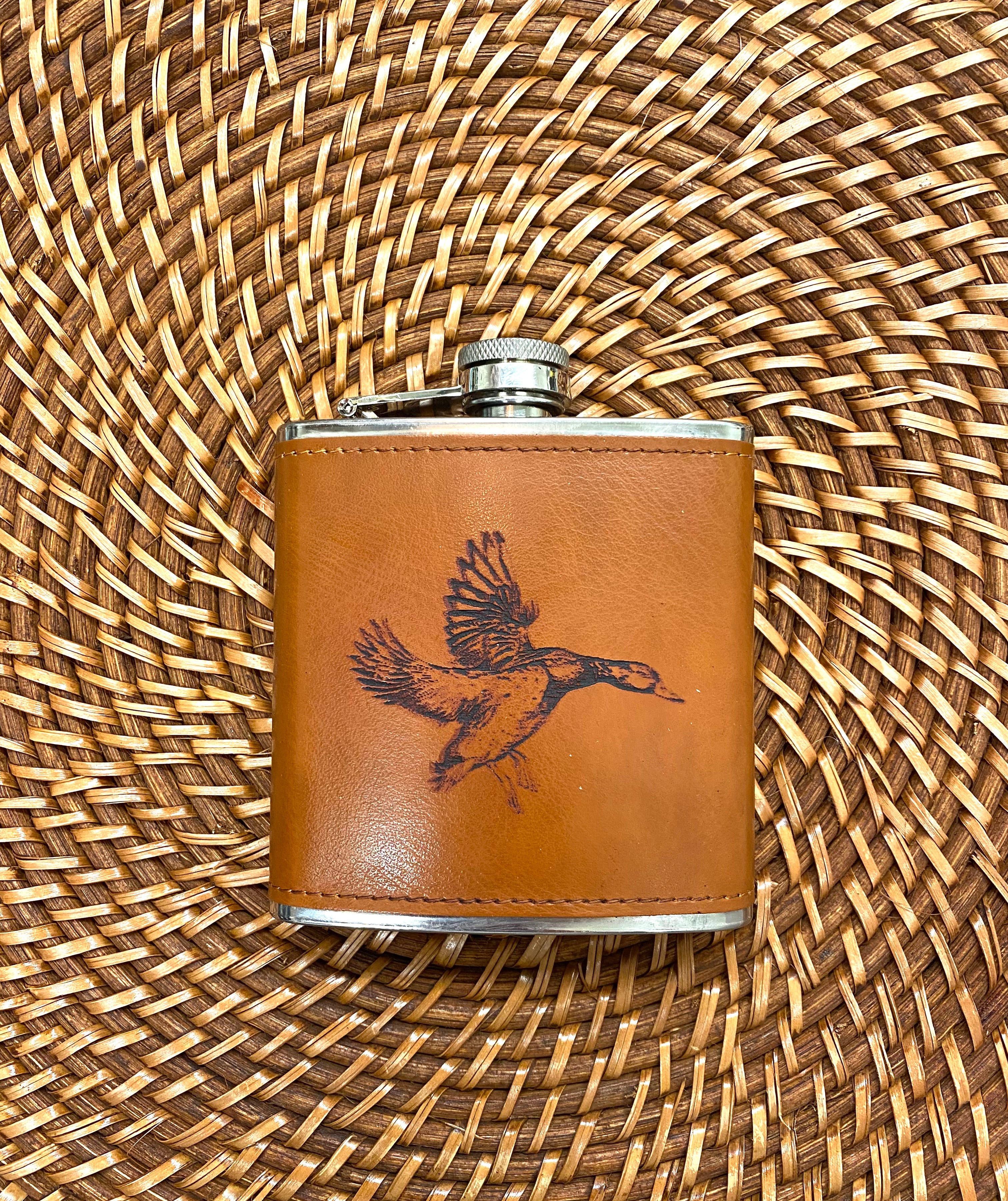 Leather Hip Flask - Flying Duck