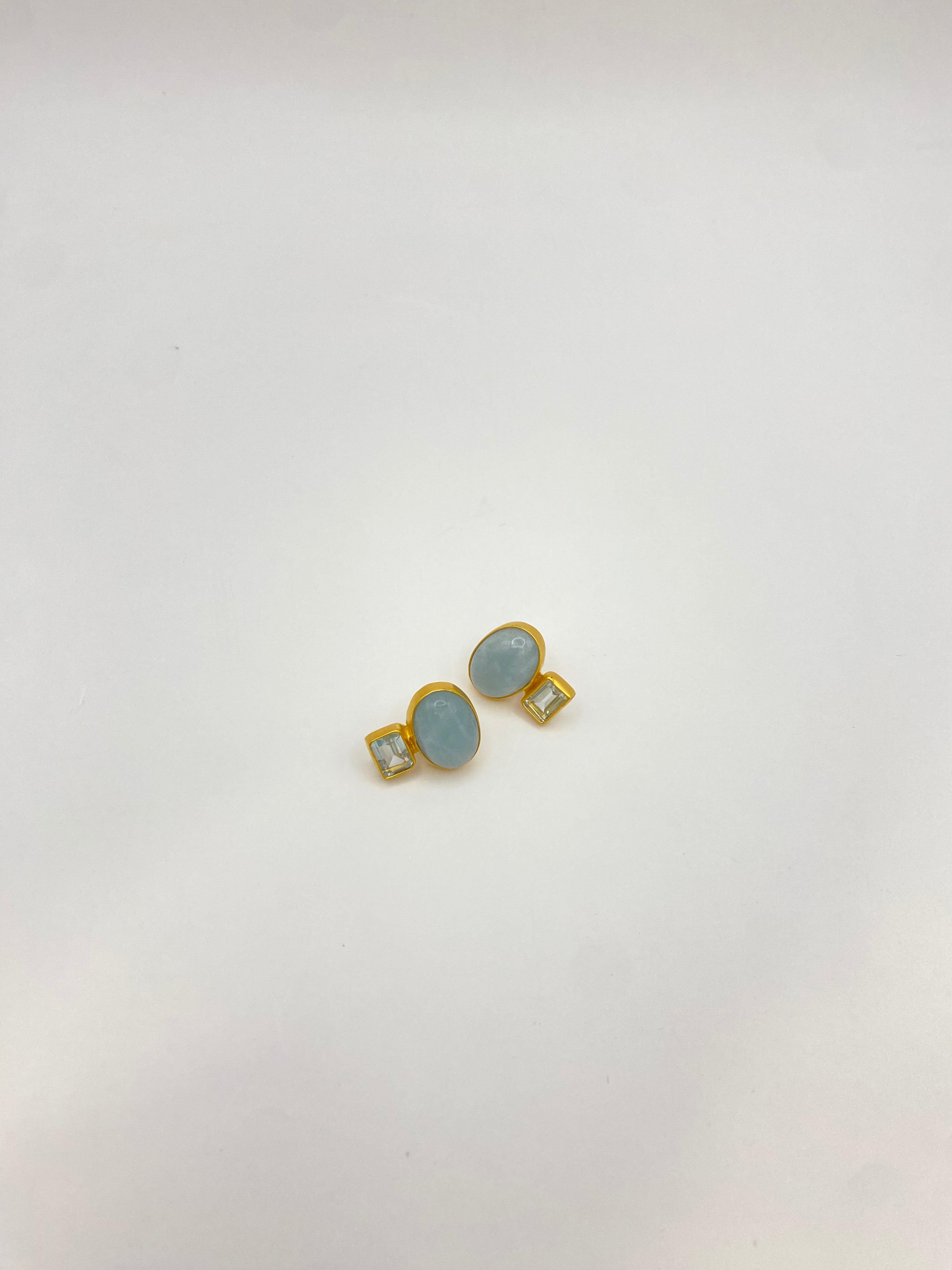 Aquamarine Blue Topaz Stud Earring