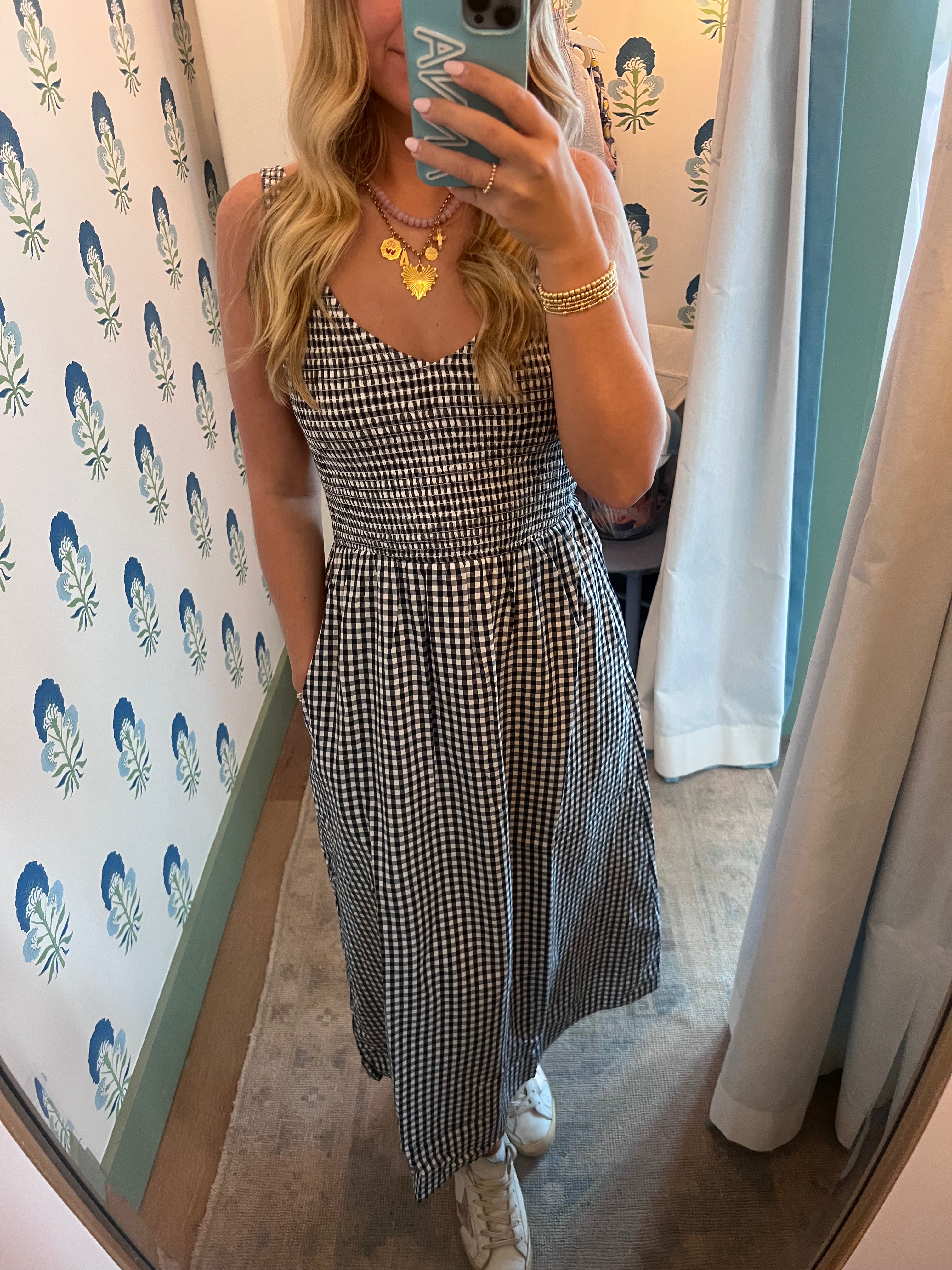 Cora Dress- Navy Gingham