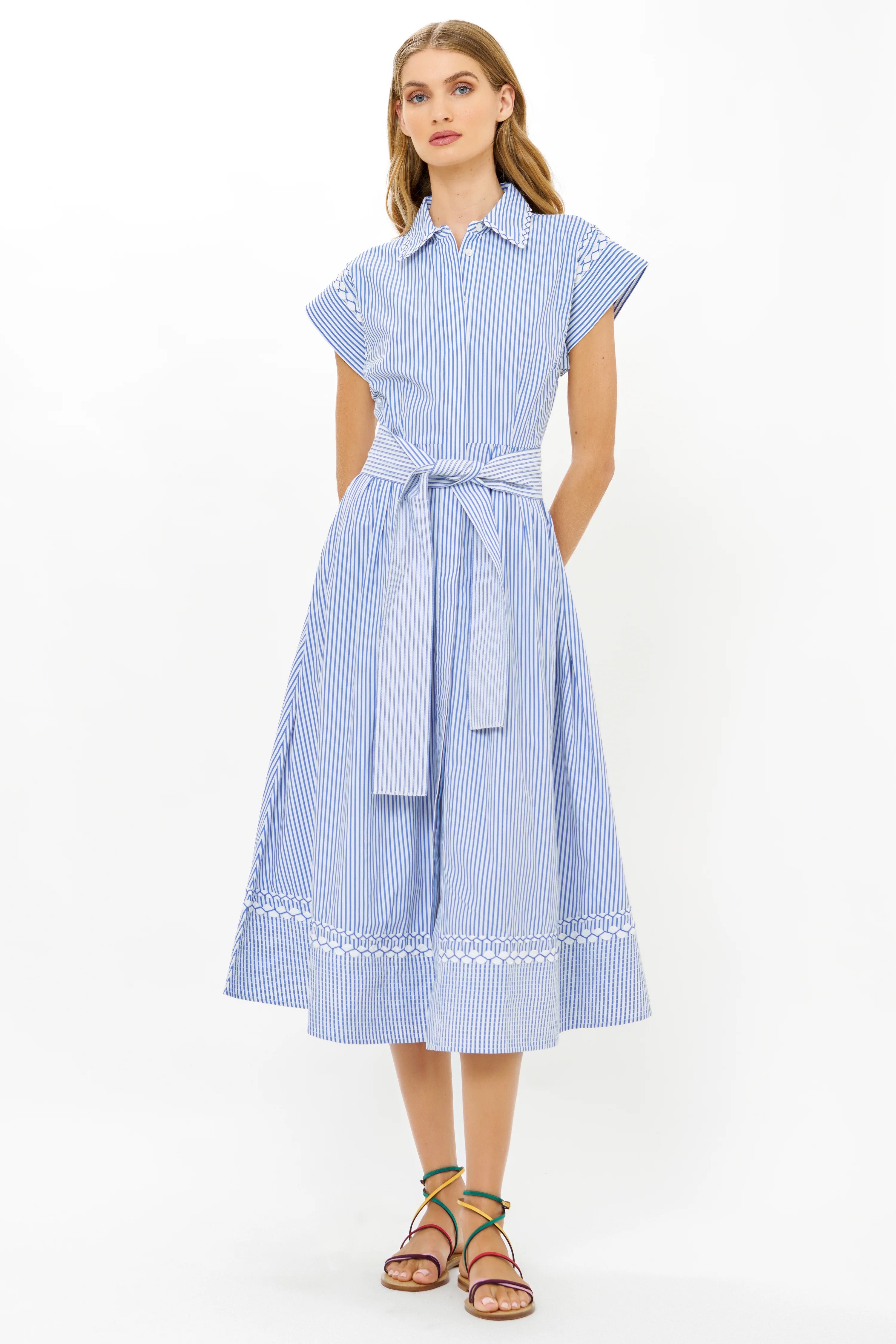 BELTED SHIRT DRESS- SCONSET BLUE