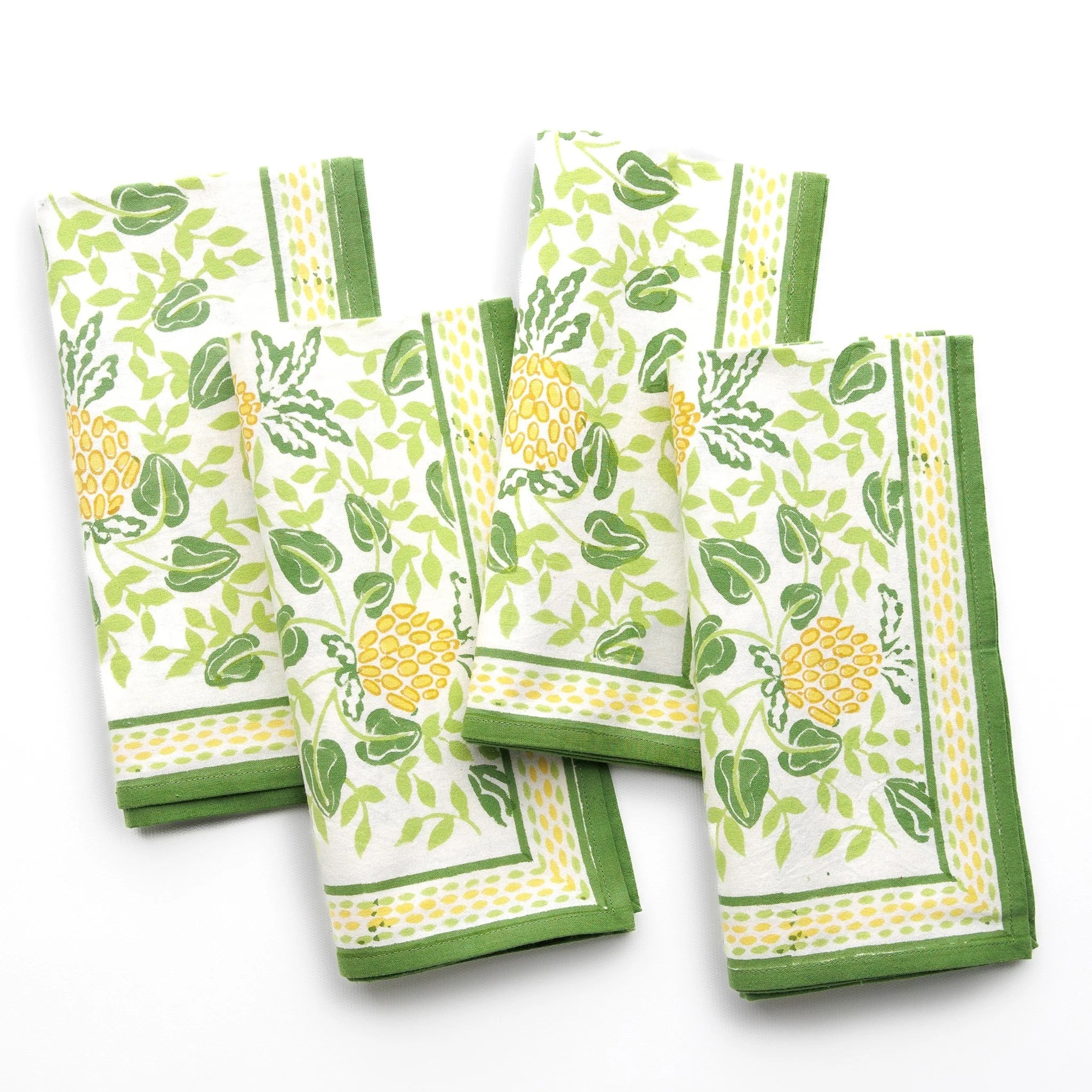 Pineapple Party Green & Yellow Napkin Set of 4