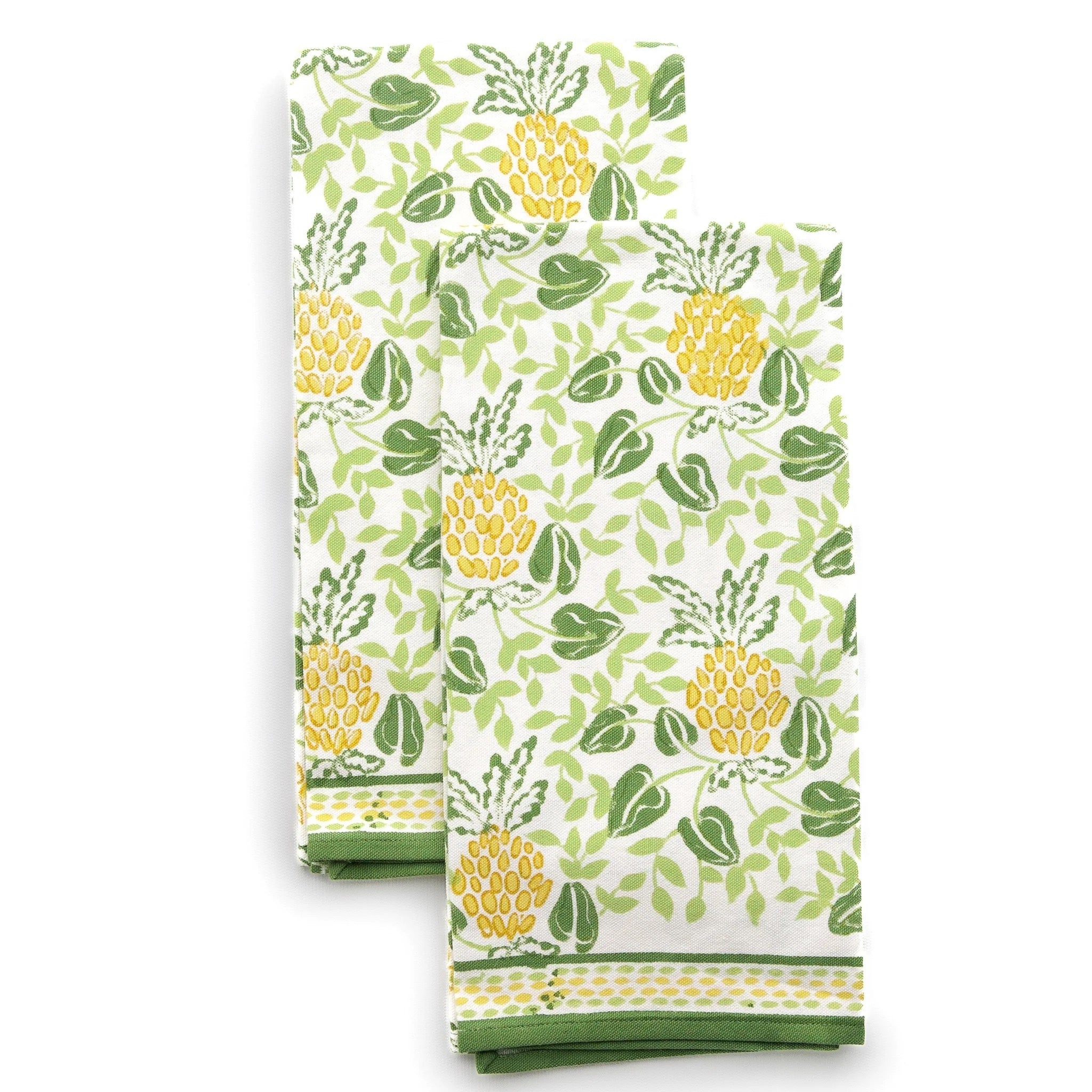 Pineapple Party Green & Yellow Tea Towel