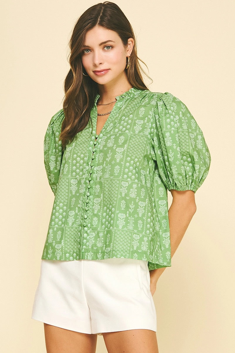 Floral Button Down Blouse Top