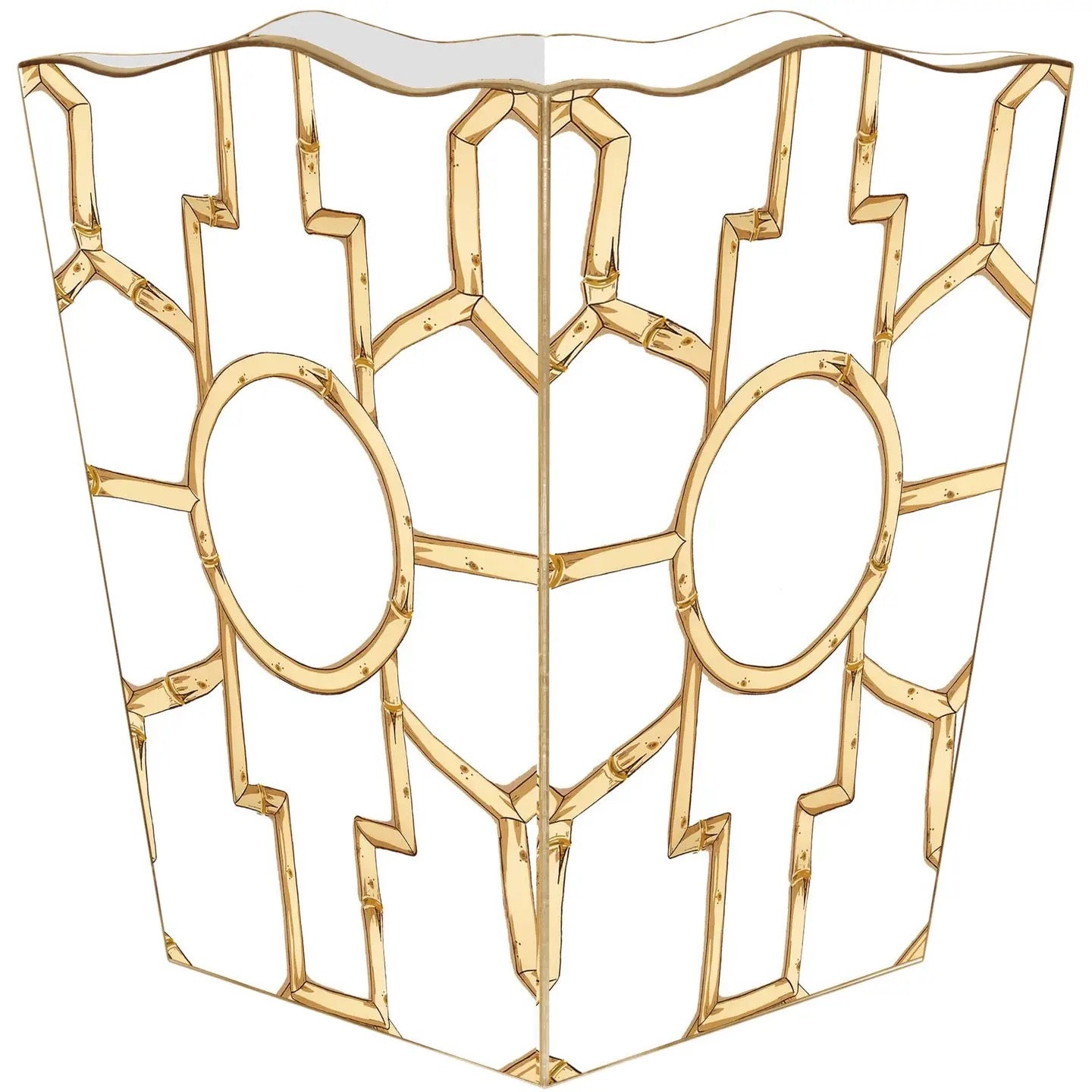 Bamboo White Wastebasket