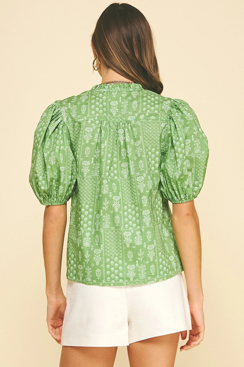 Floral Button Down Blouse Top