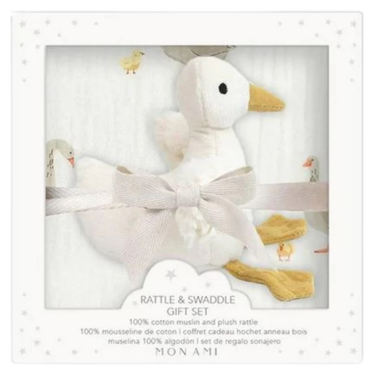 Mother Goose Swaddle and Rattle Gift Set