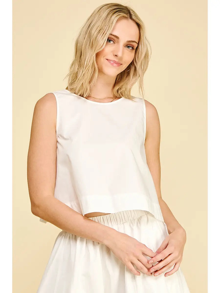 Solid Poplin Sleeveless Top