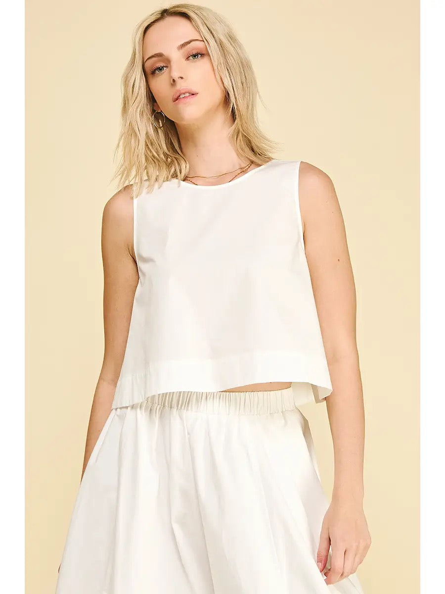 Solid Poplin Sleeveless Top