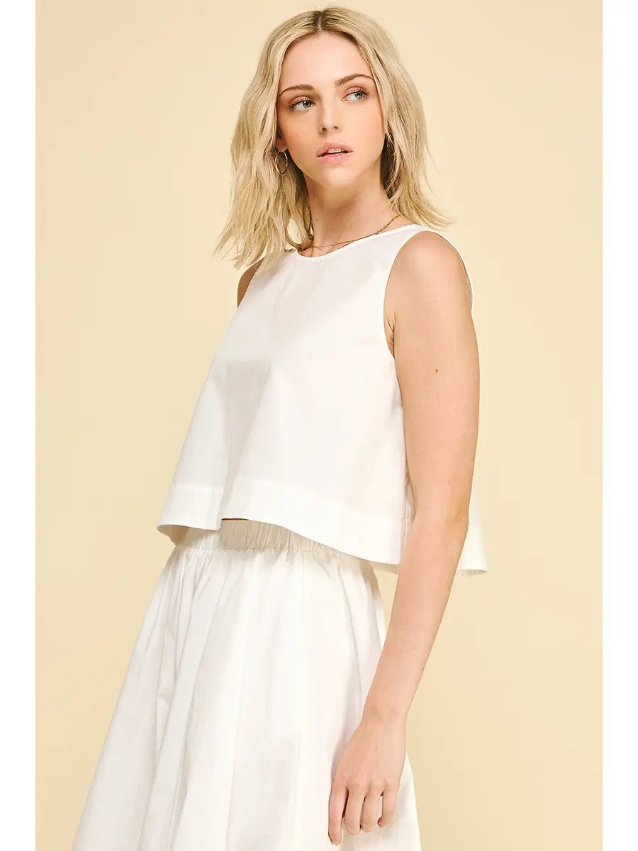 Solid Poplin Sleeveless Top