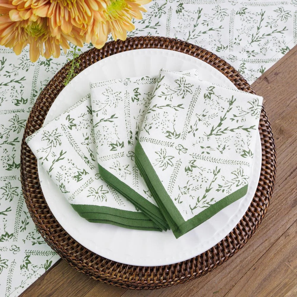 Sea Ferns and Domino Hunter Green Napkins (set of 4)