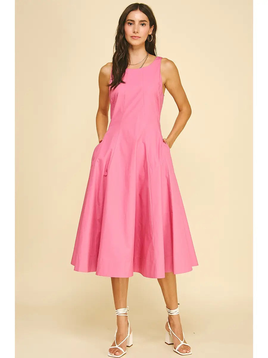 Fitted Bodice Flared Midi Dress