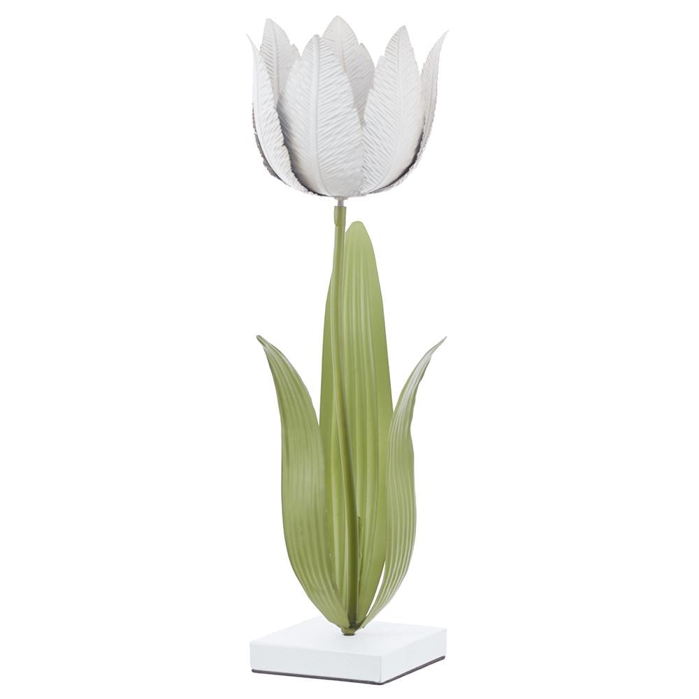 18.5" Metal Tulip Candle Holder White