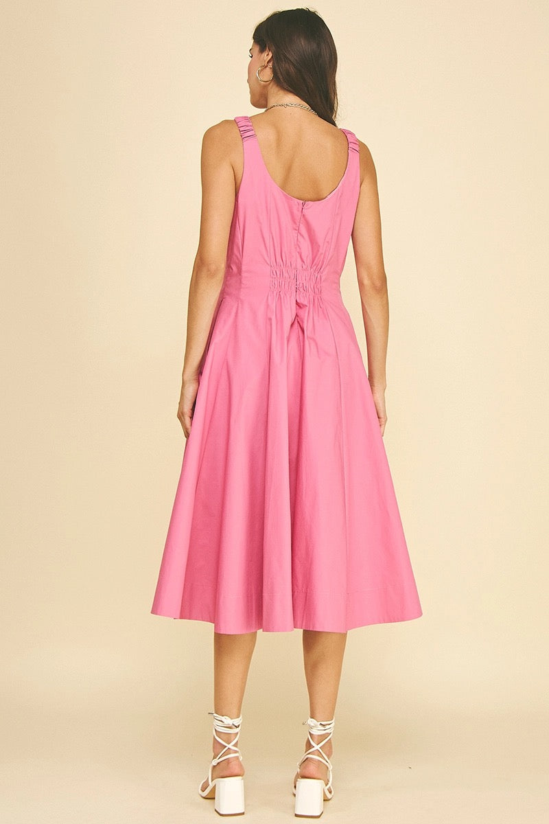 Fitted Bodice Flared Midi Dress