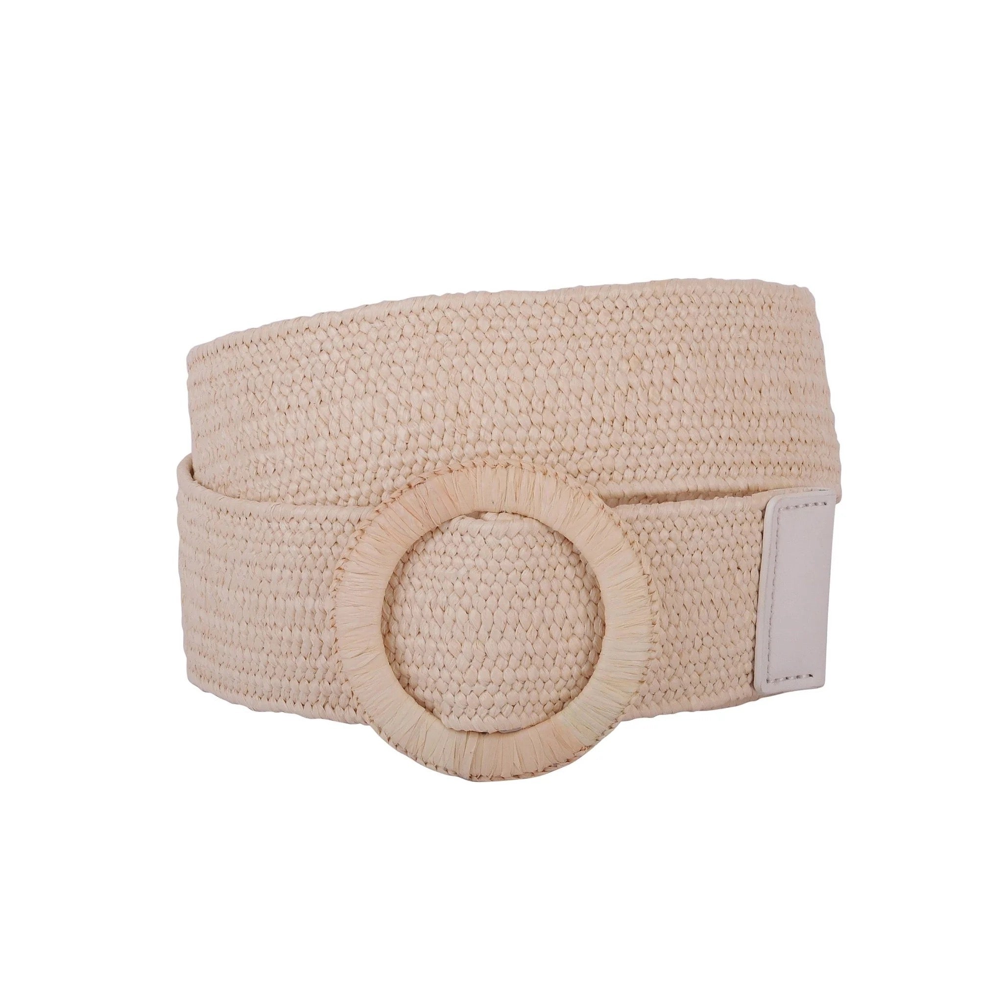 Woven Raffia Circle Stretch Belt