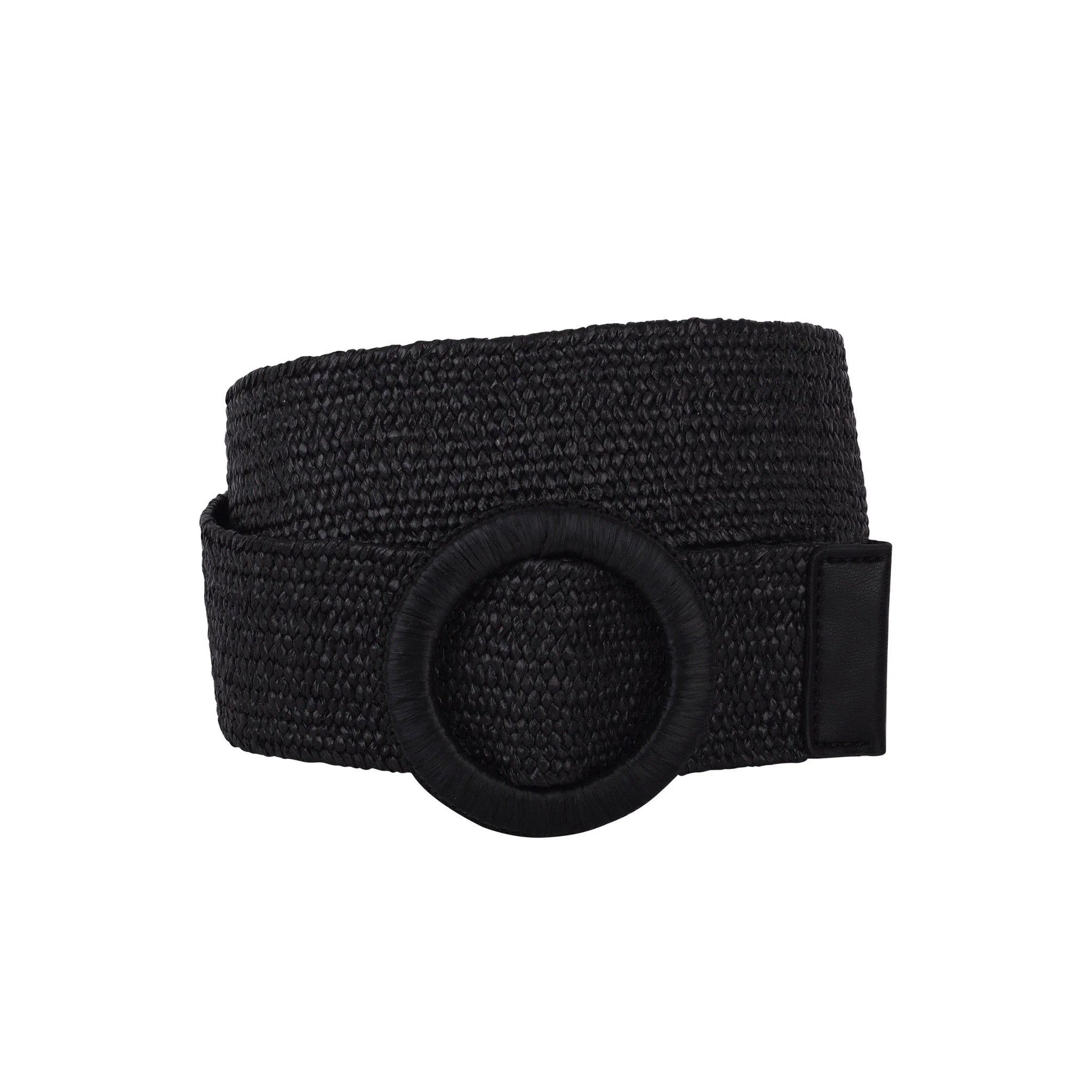 Woven Raffia Circle Stretch Belt