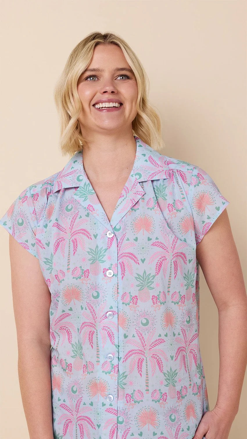 Pink Palms Please Voile Capri Set