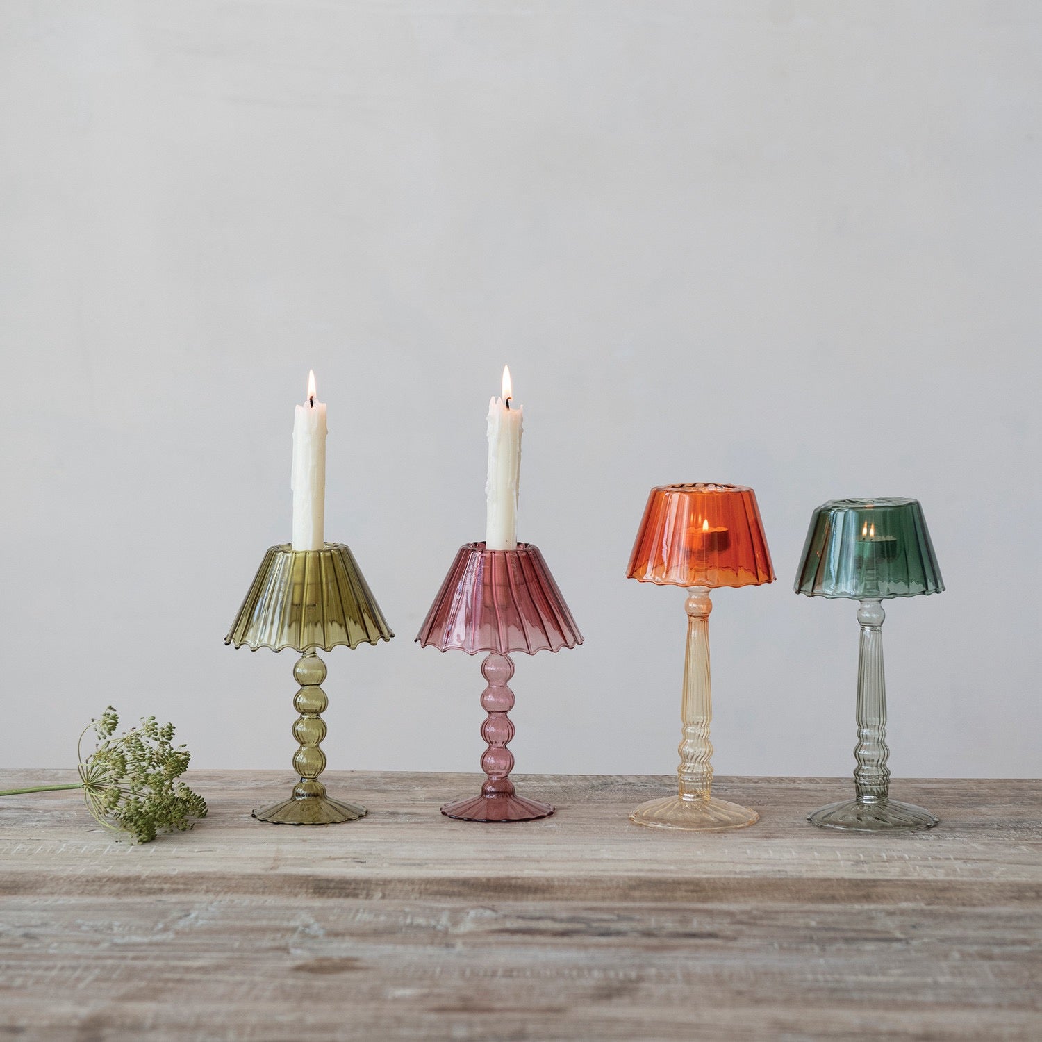 Glass Scalloped Table Light Tealight Holder