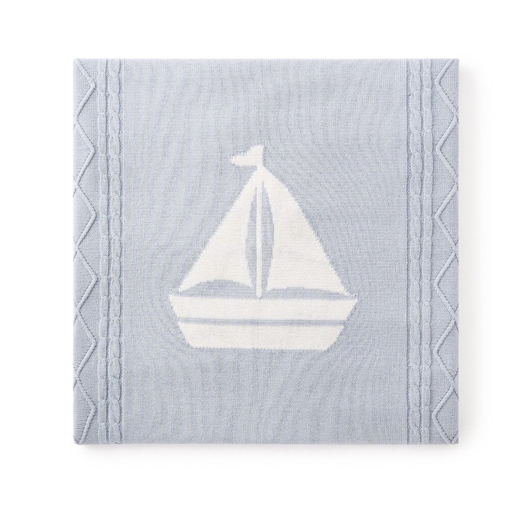 Nautical Intarsia Cable Knit Blanket
