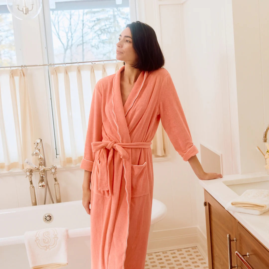 Women's Long Scallop Lightweight Robe-Tulip