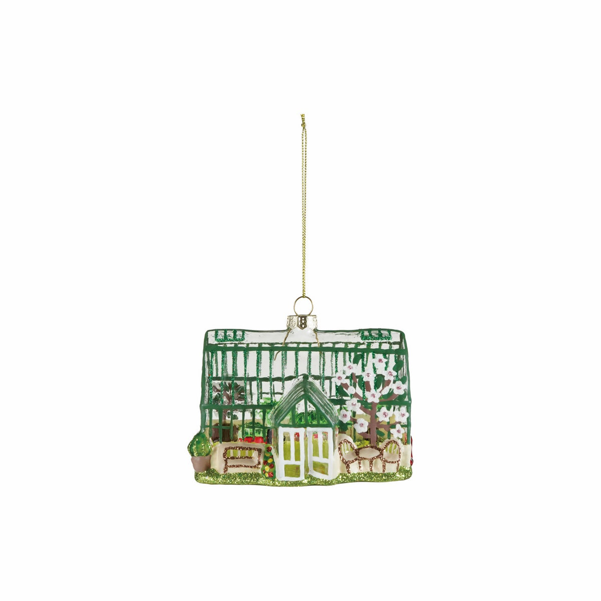 Hand-Painted Glass Greenhouse Ornament