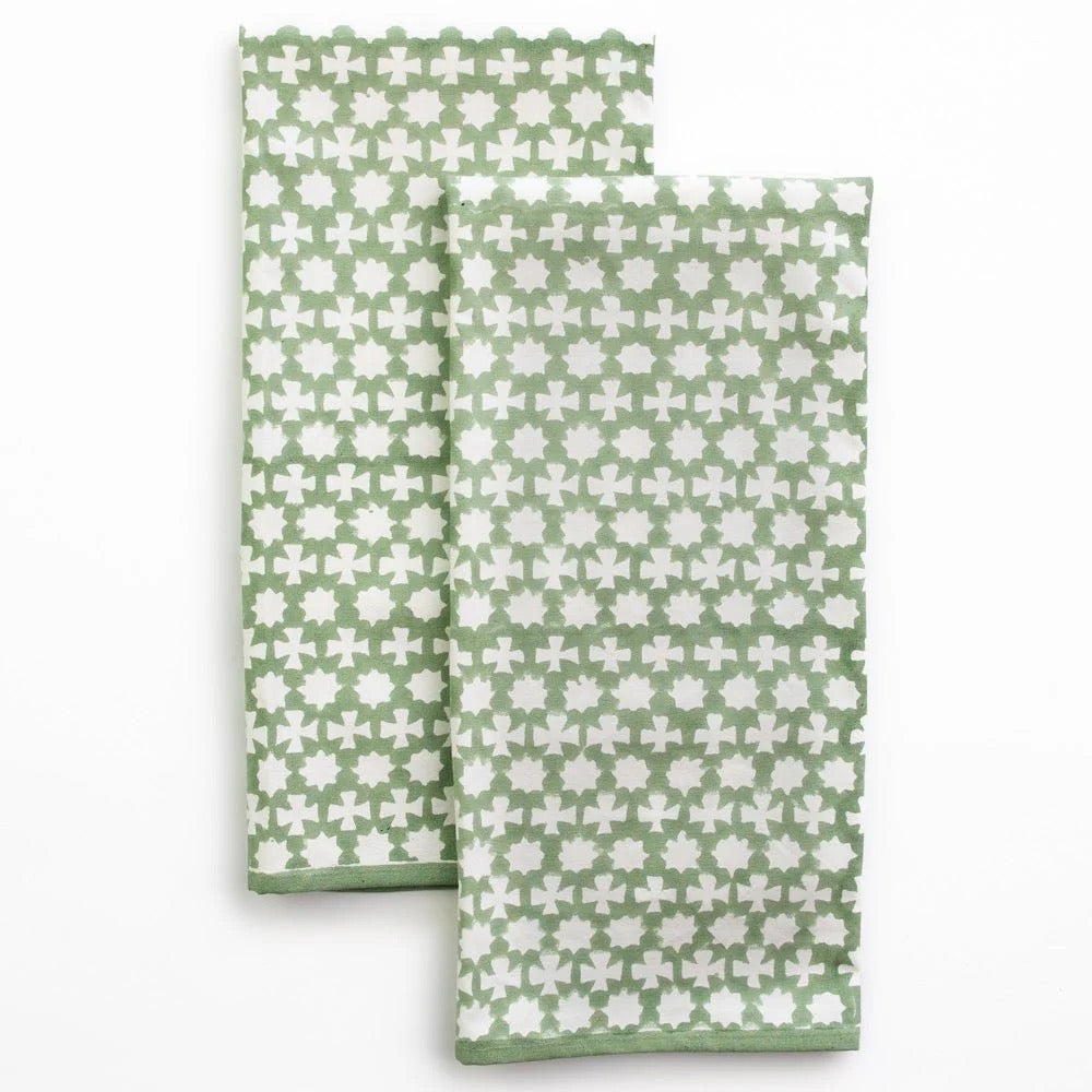 India Hicks Cuban Cross Tea Towel - Sage