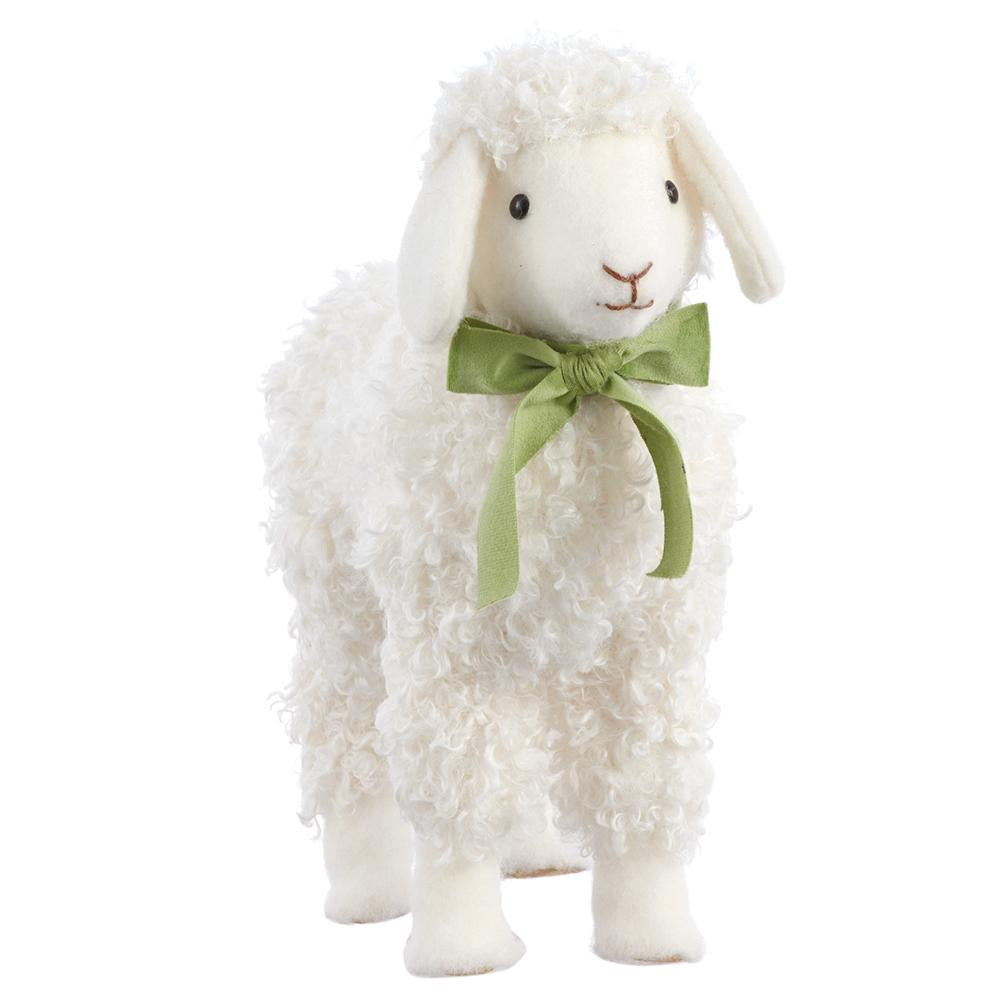 Sheep White Green Bow