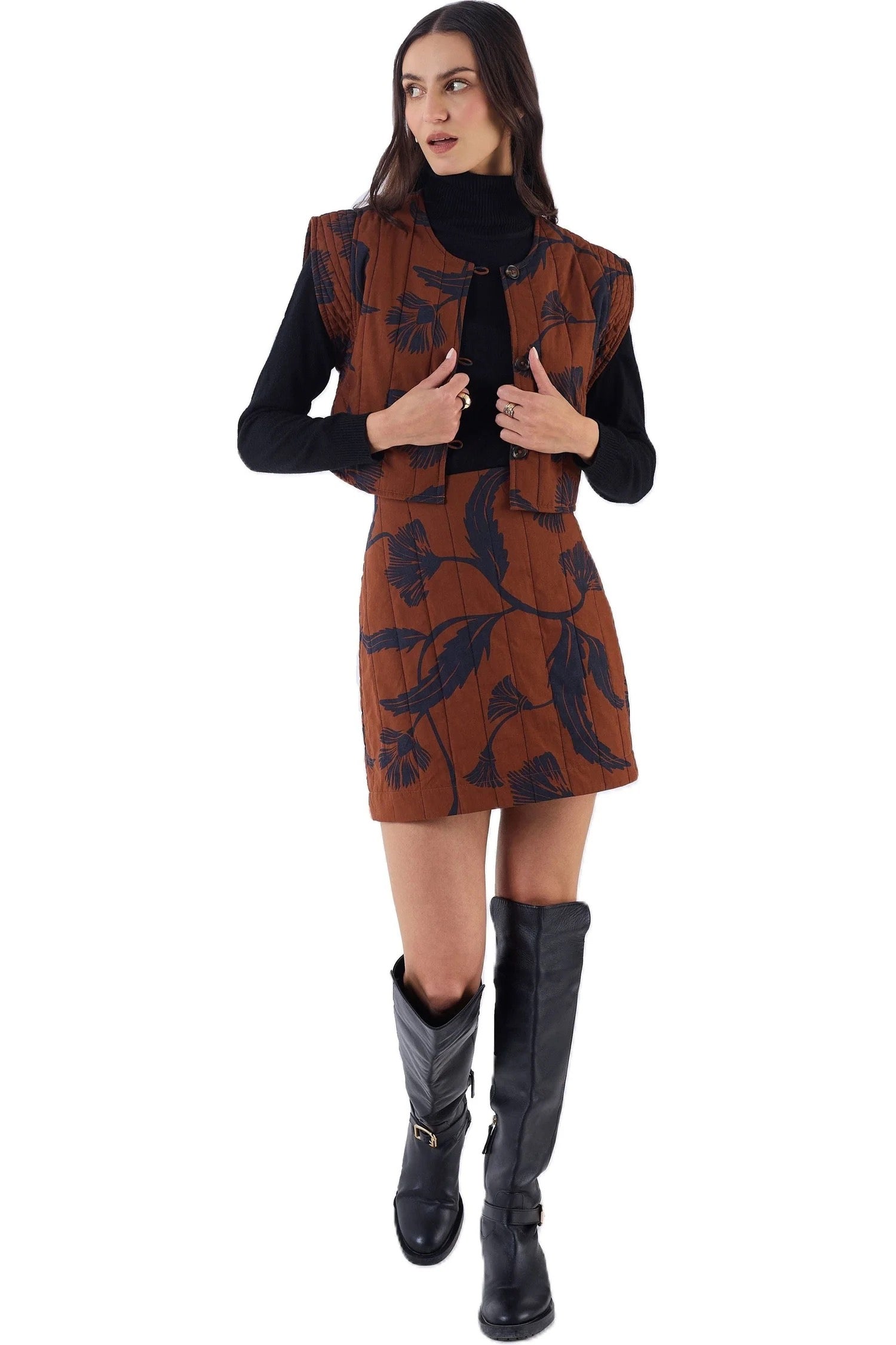 Lennon Skirt Noir Bloom Brown