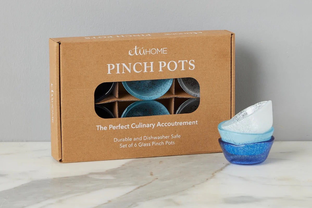 Glass Pinch Pots, Blue Tones