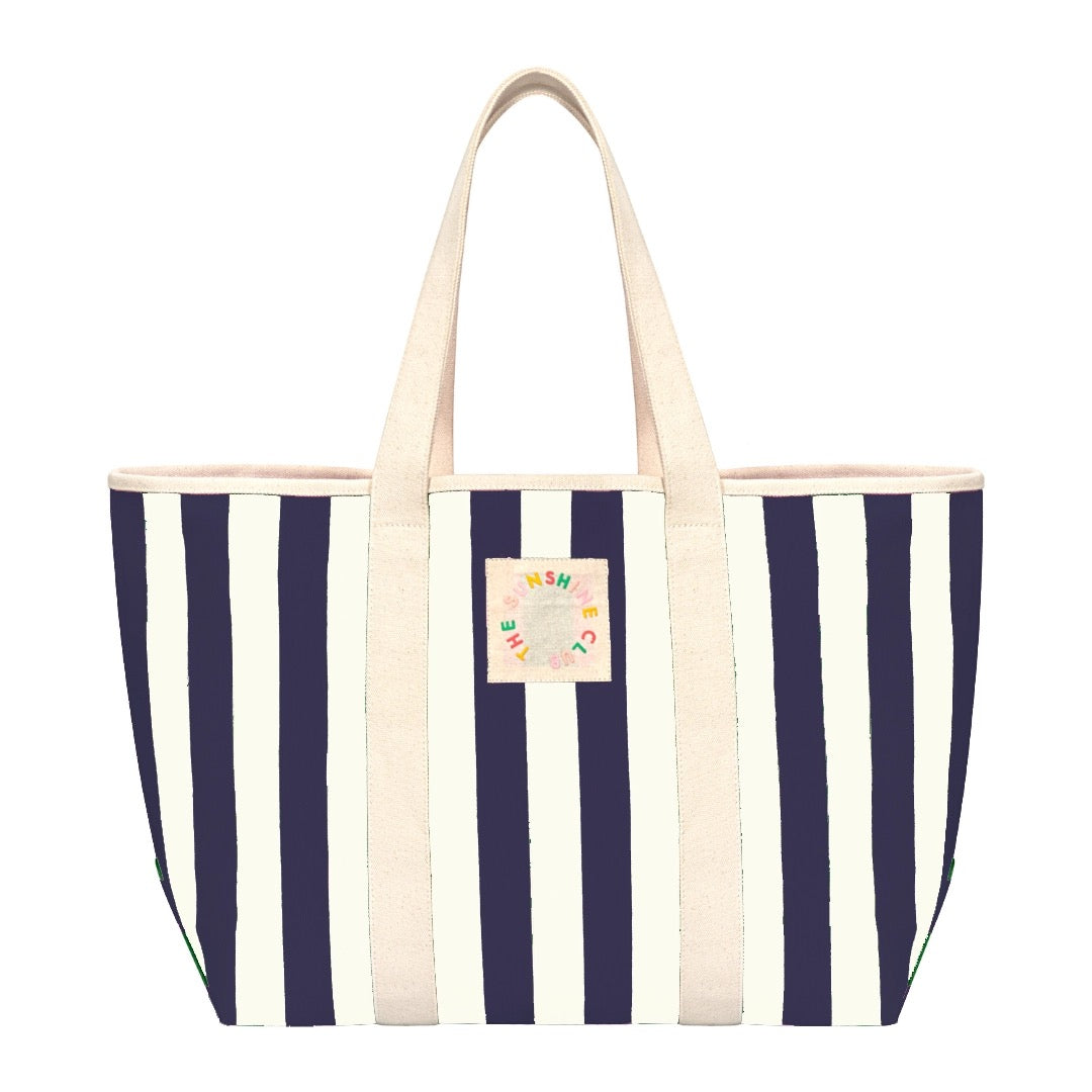 Navy Stripe Canvas Tote