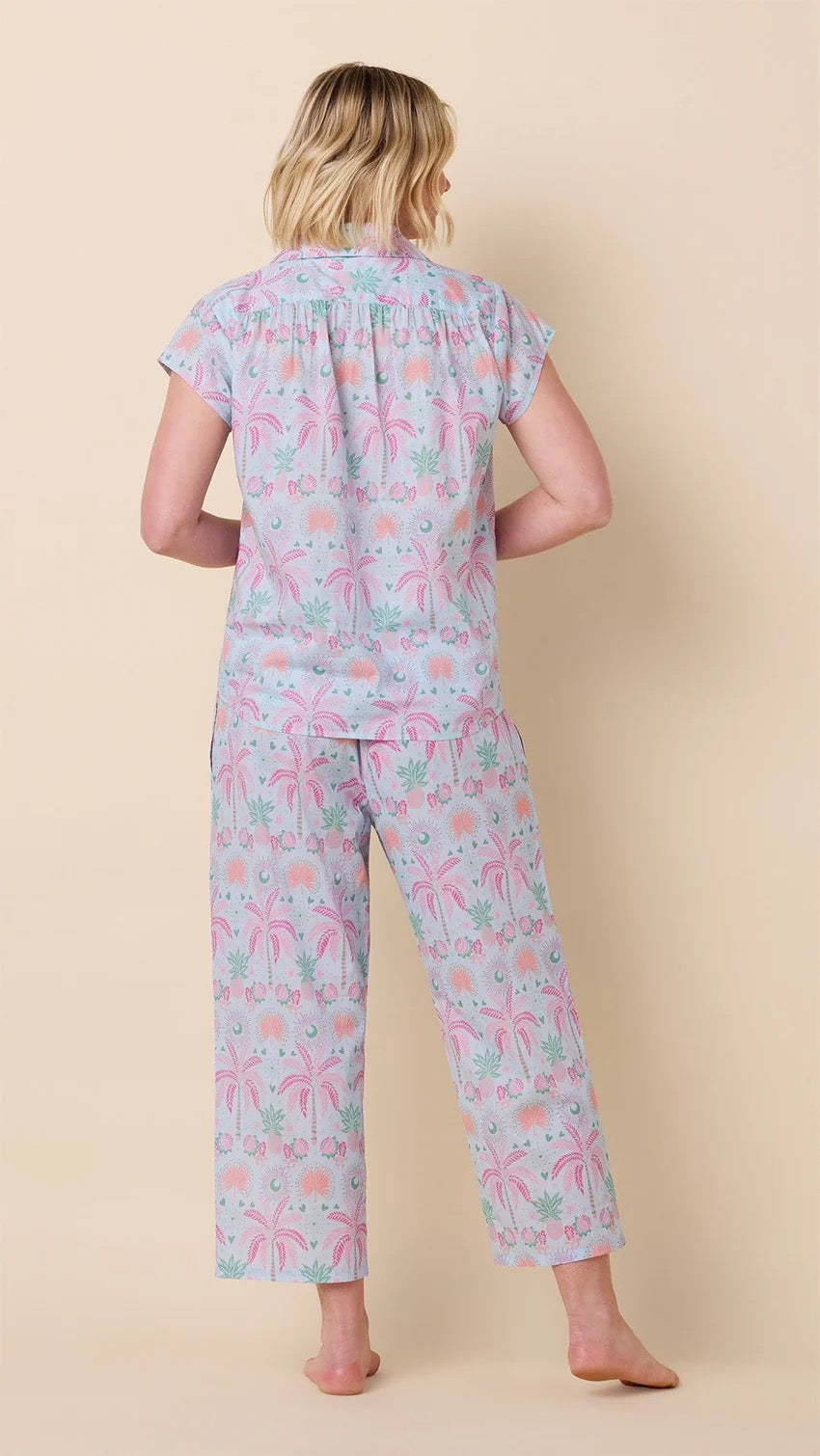 Pink Palms Please Voile Capri Set