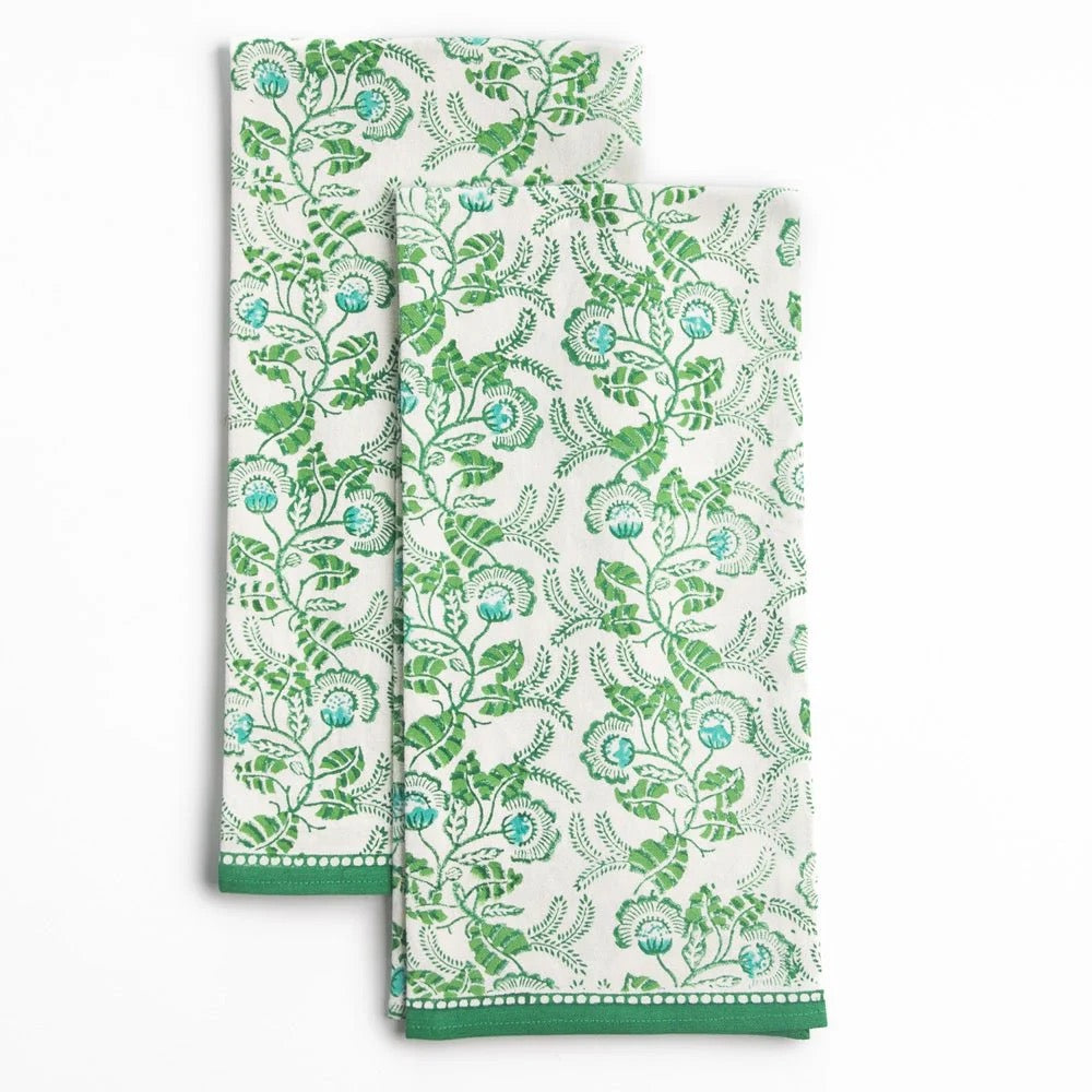 Gardenia Vine Emerald Tea Towel